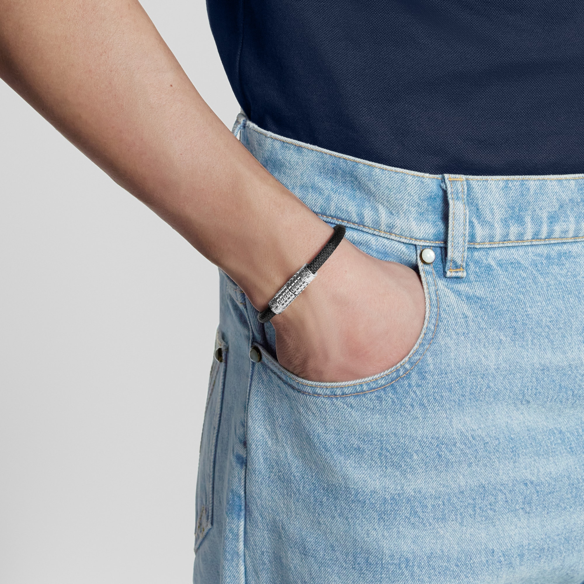 Digit Bracelet Damier Graphite Canvas in Men