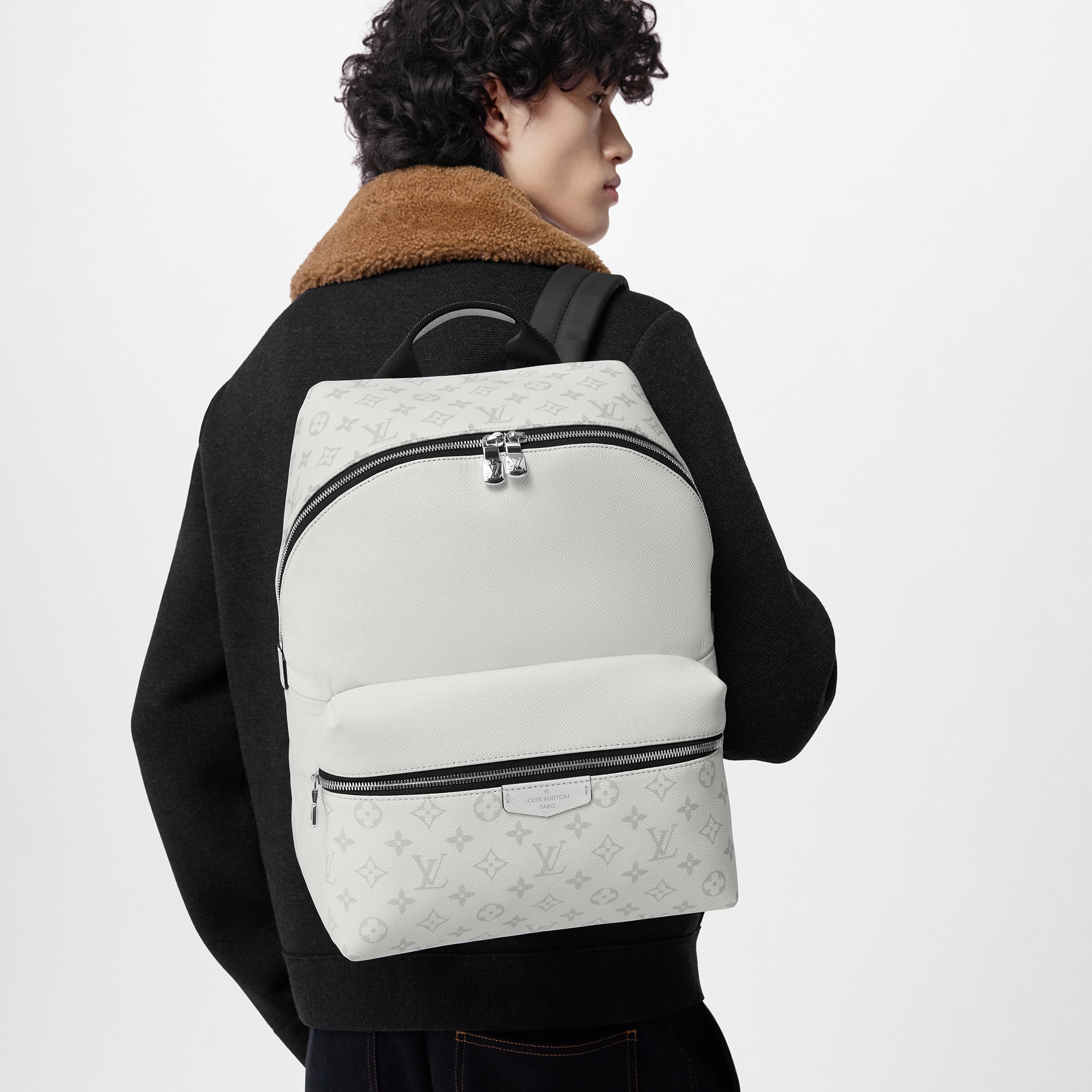black and white louis vuitton backpack