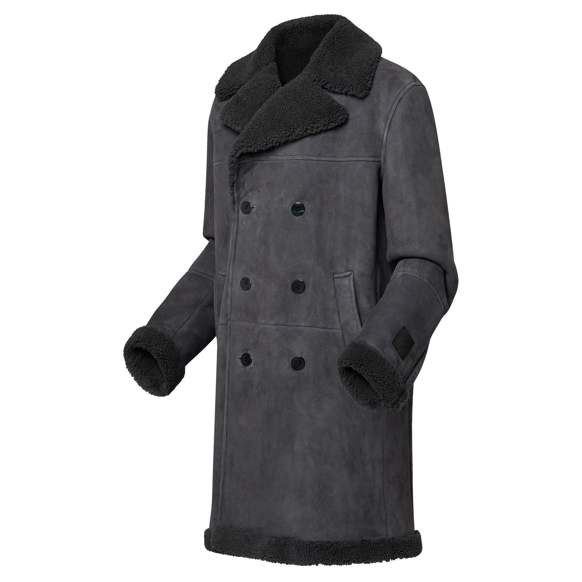 Double-Breasted Shearling Coat  in Men