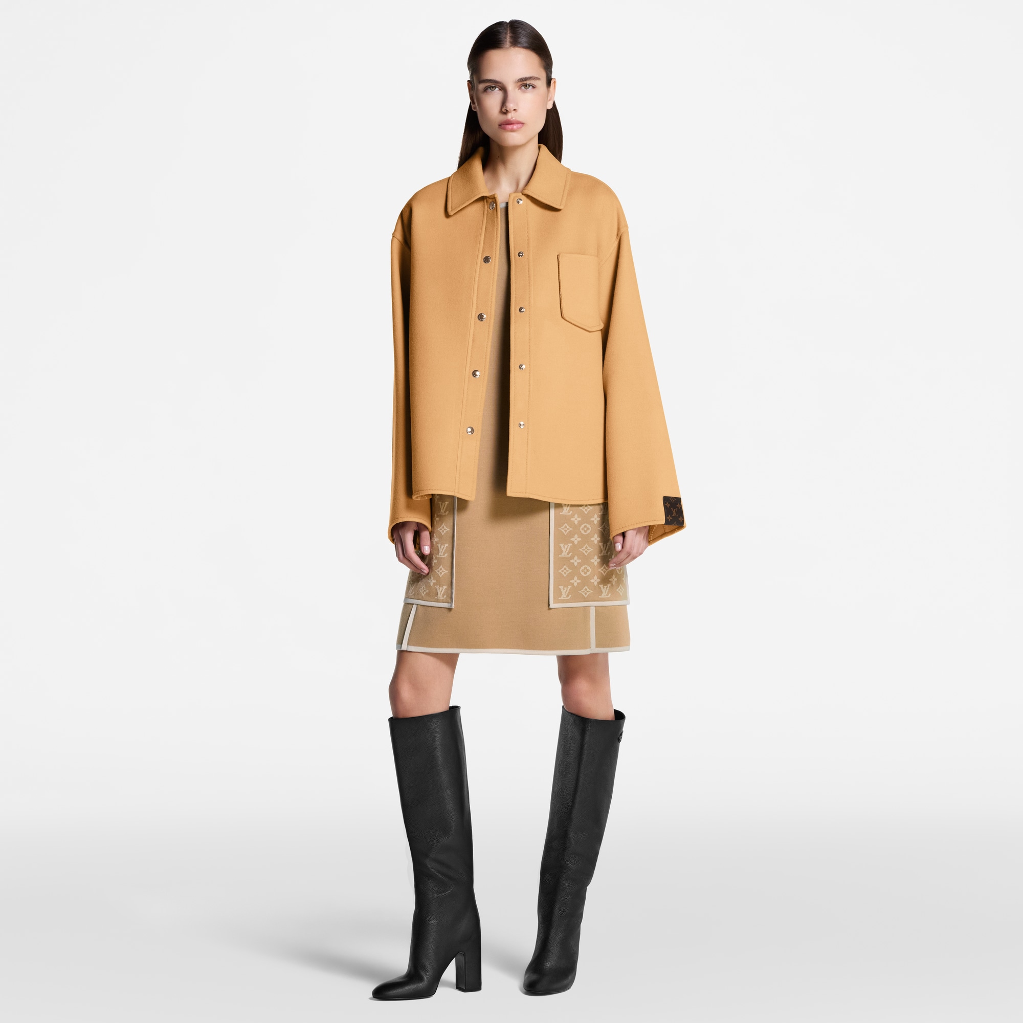 Double Face Zipper Sleeve Overshirt  in Women