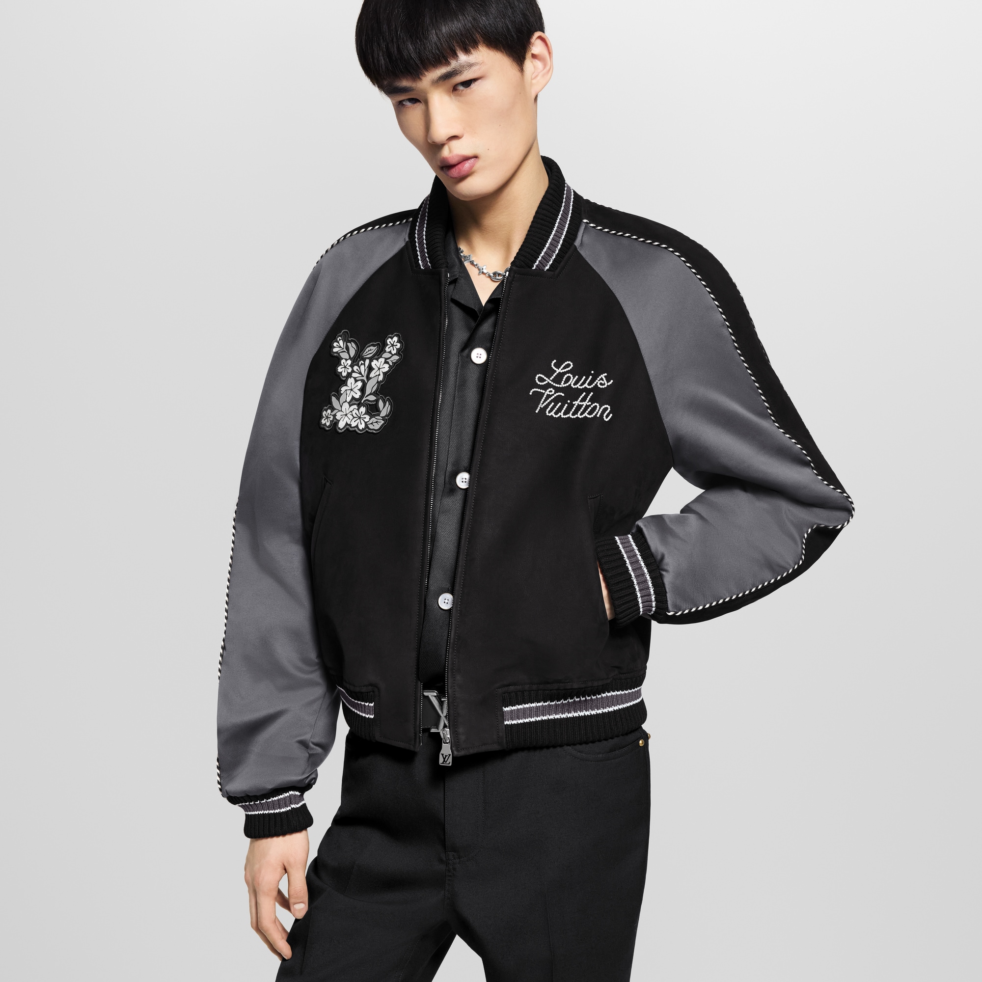 Embellished Mix Leather Blouson  in Men