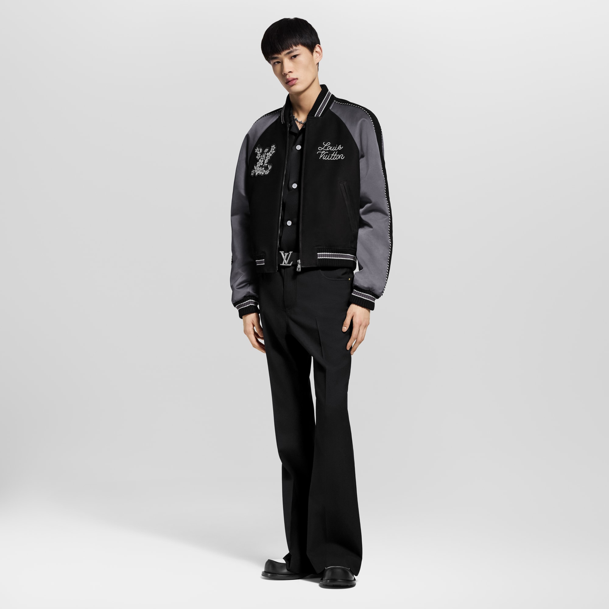 Embellished Mix Leather Blouson  in Men