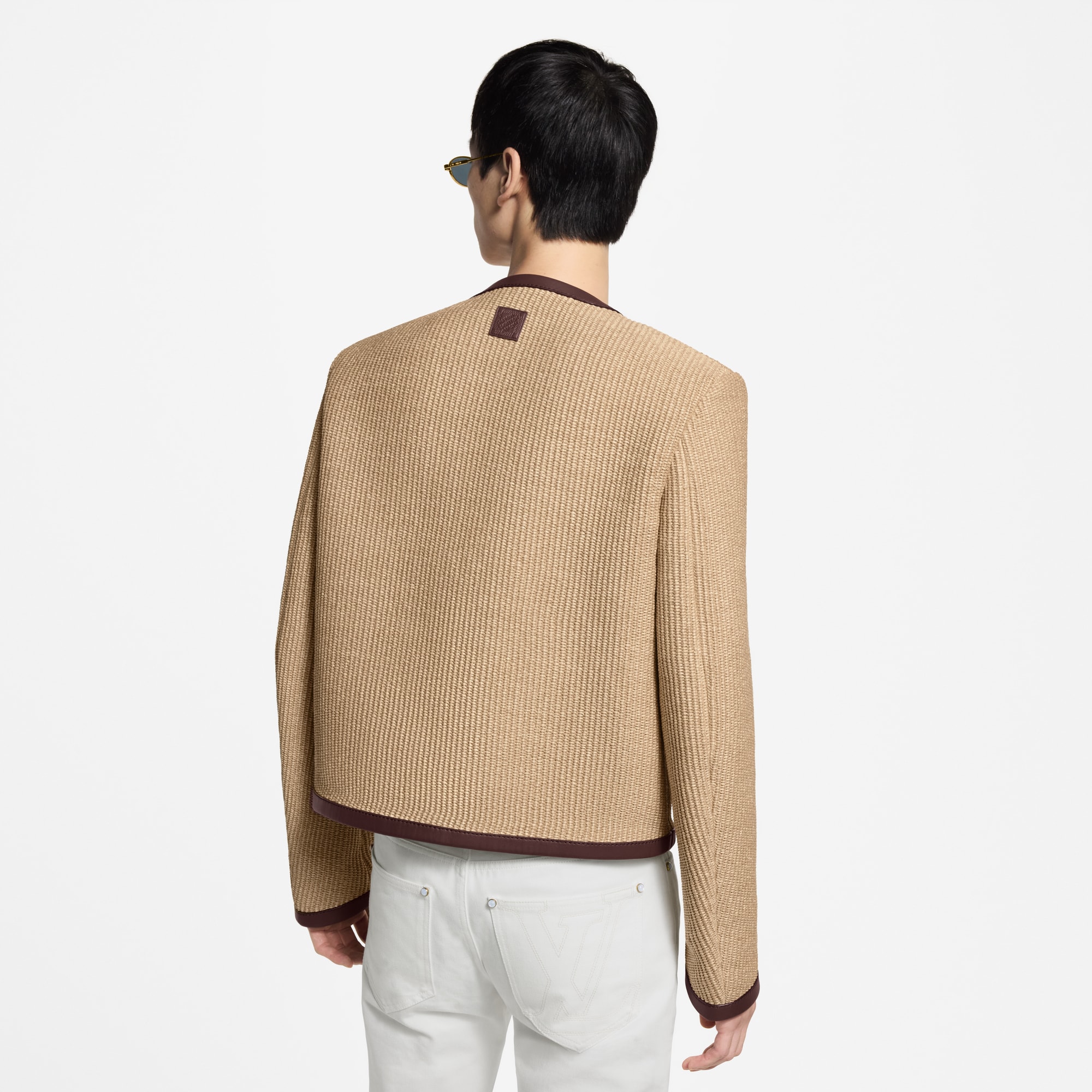 Embellished Raffia Chic Collarless Jacket  in Men