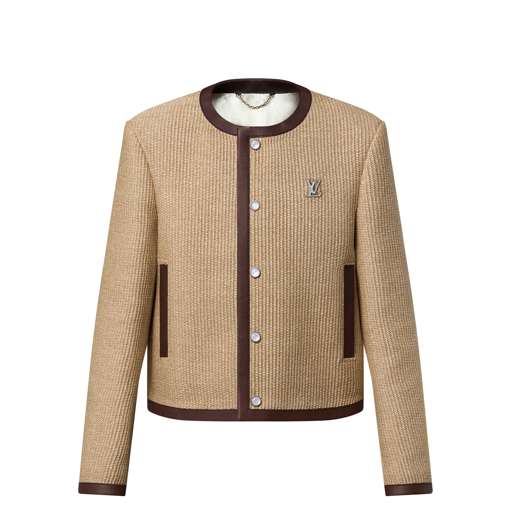 Embellished Raffia Chic Collarless Jacket  in Men