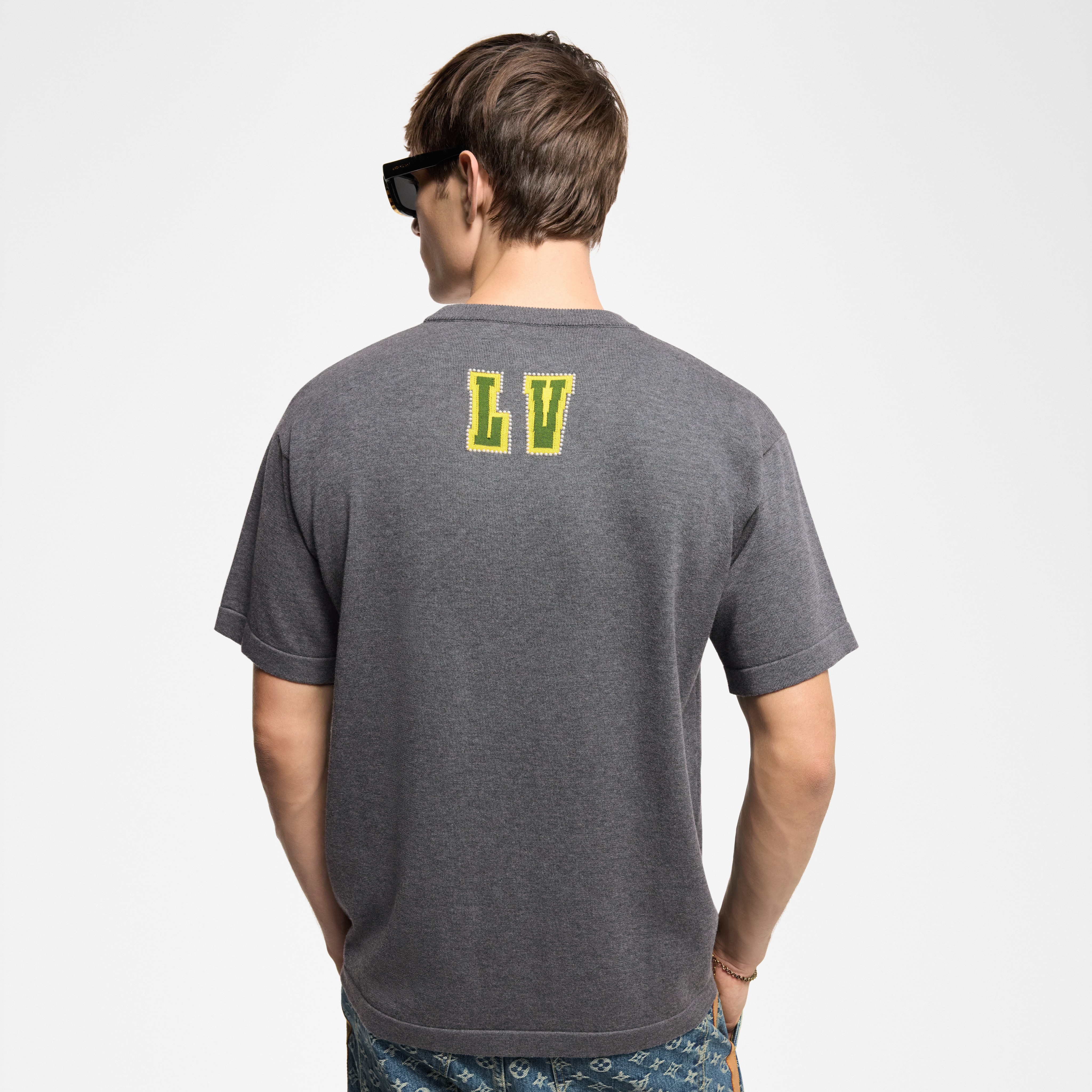 Embellished Short-Sleeved Cotton Crewneck  in Men