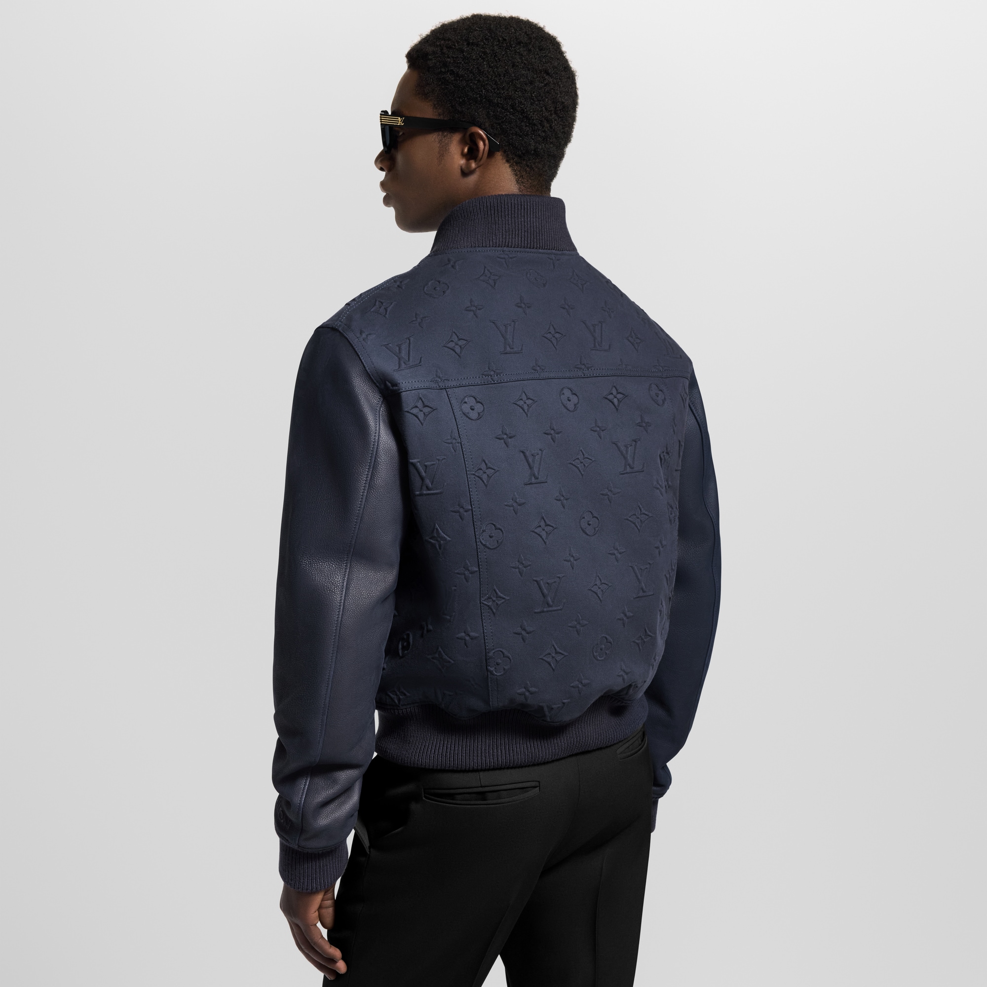 Embossed Monogram Cotton Varsity Jacket   in Men