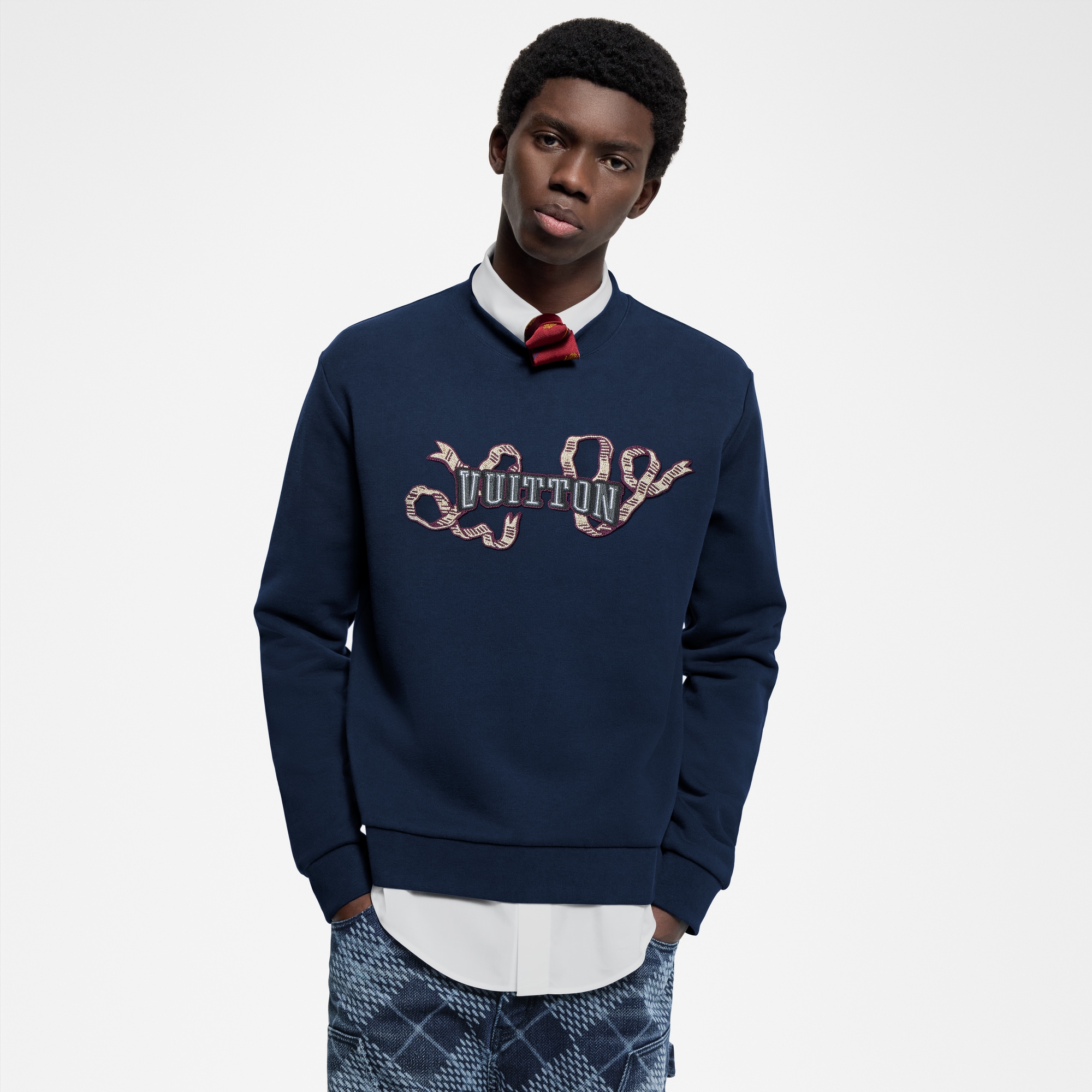 Embroidered Cotton Crewneck  in Men