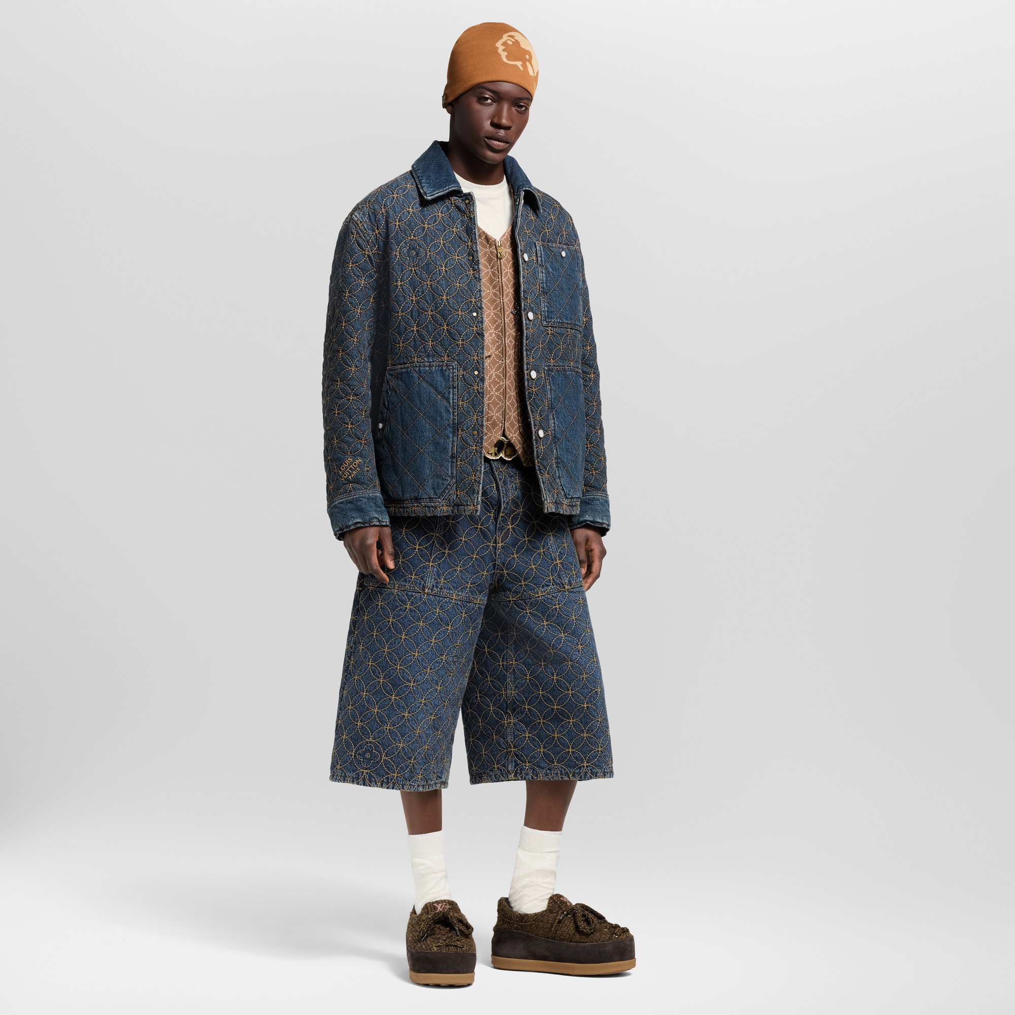 Embroidered Denim Blouson  in Men