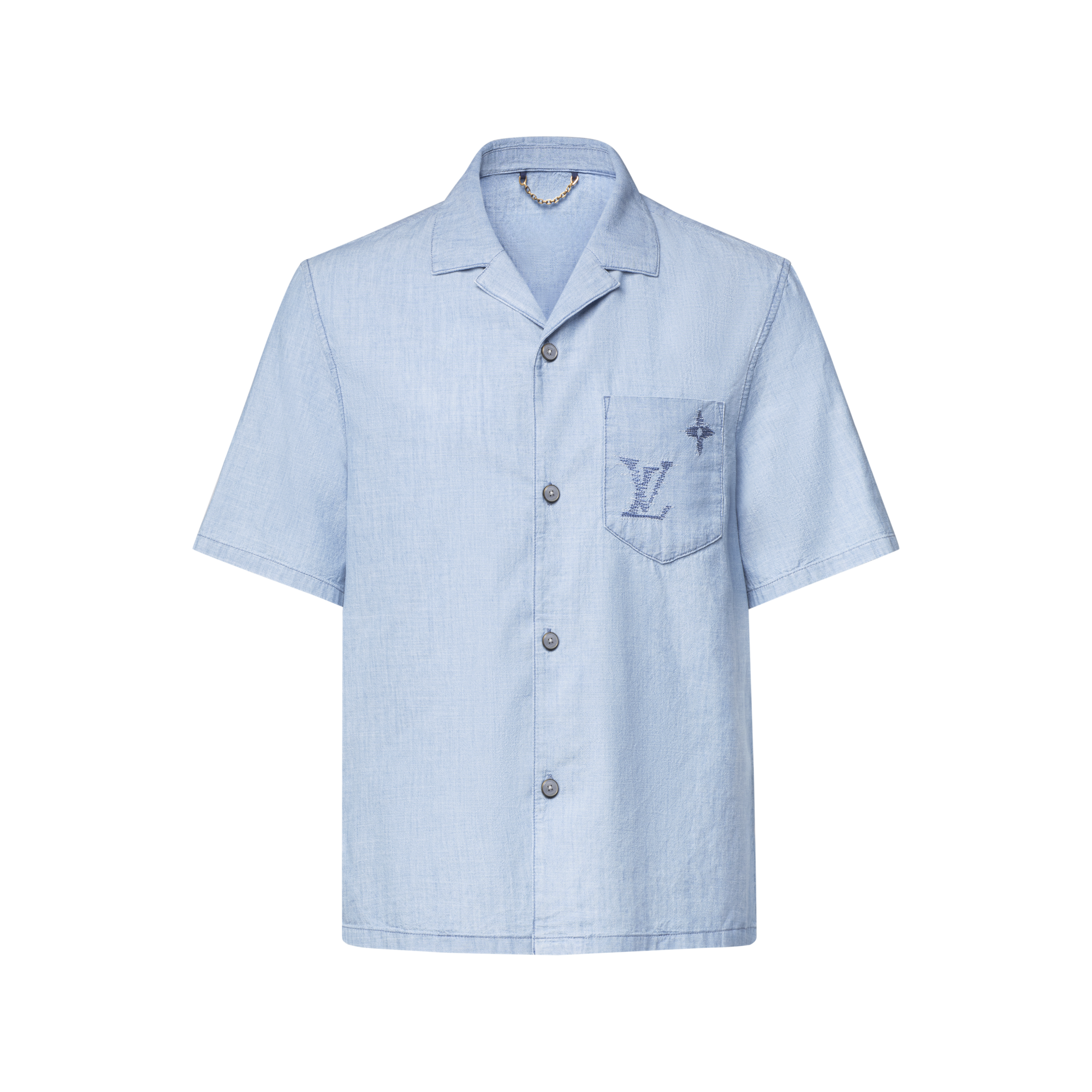 Embroidered Signature Chambray Short-Sleeved Shirt - Ready-to-Wear 