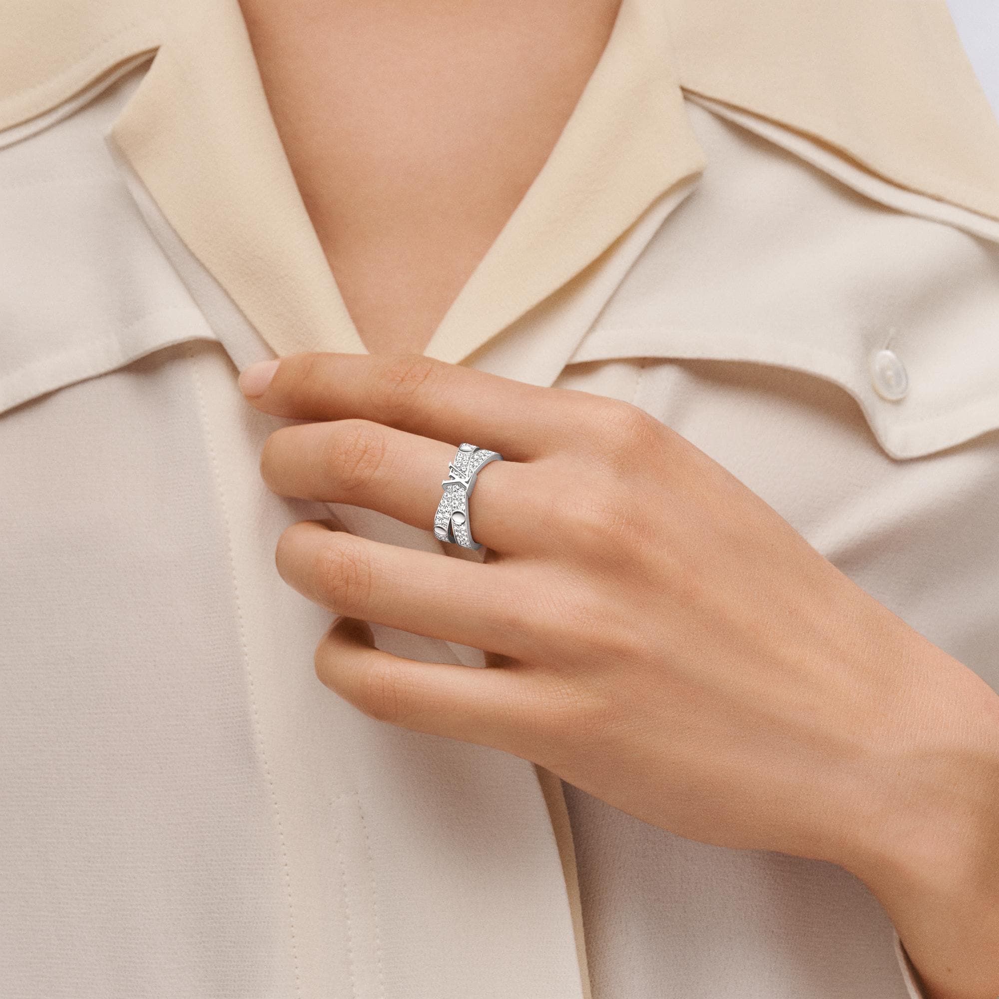 Empreinte Double Ring, White Gold and Diamonds  in Jewelry