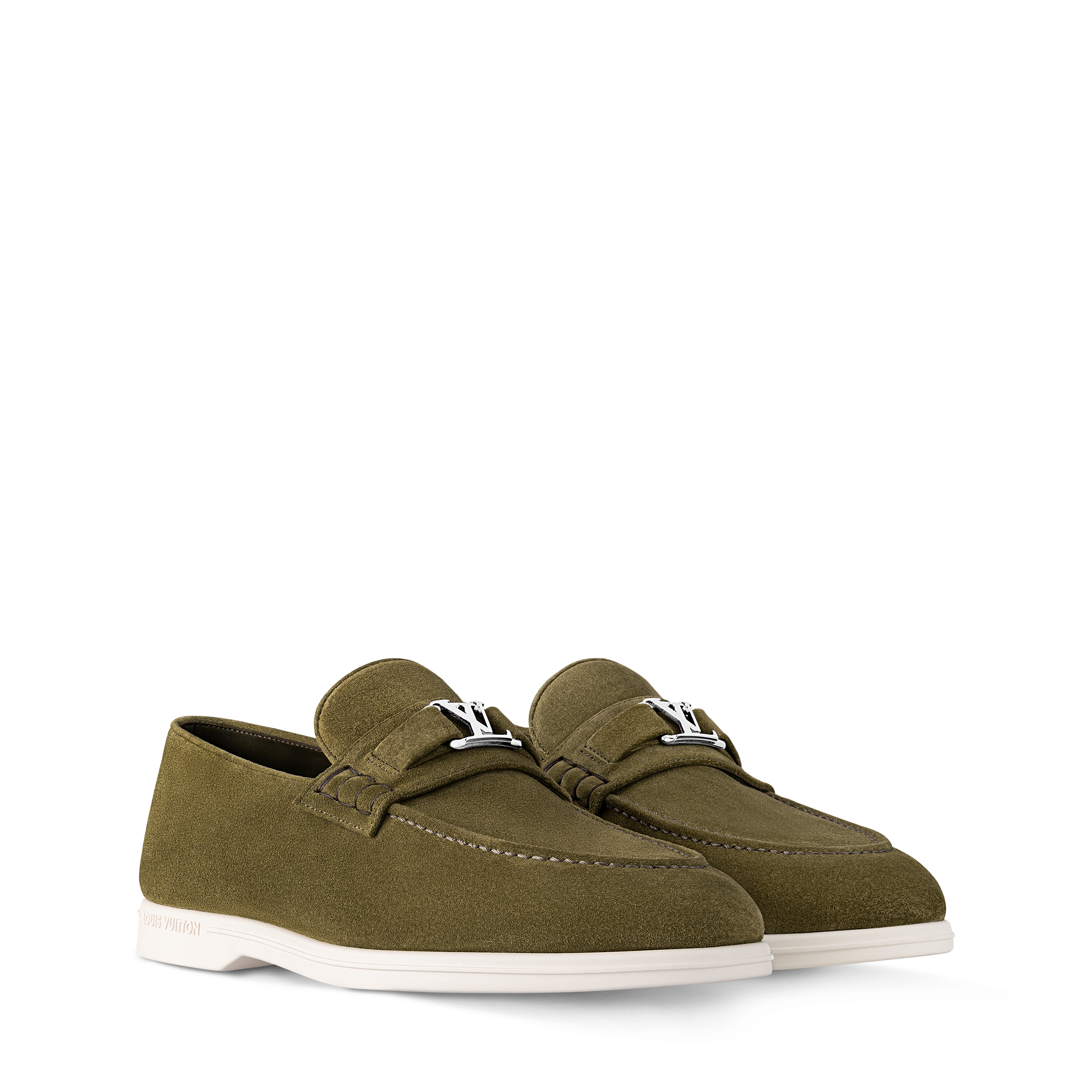 Louis Vuitton Teal Suede Loafers with Silver LV Bit Louis Vuitton Loafer Suede Flats for Women for sale | eBay main image 2