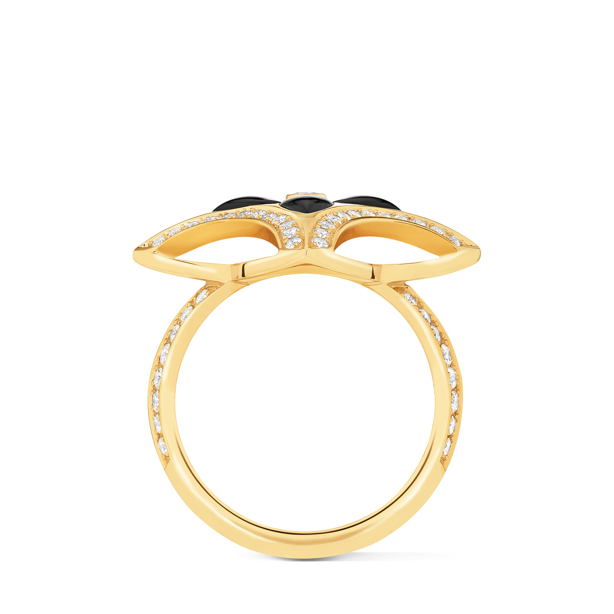 Ever Blossom Ring, Yellow Gold, Onyx & Diamonds  in Jewelry