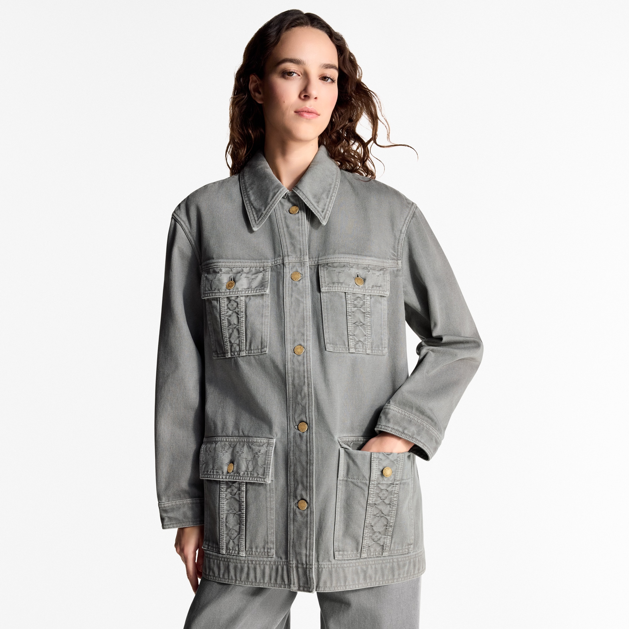 Flap Pocket Denim Jacket   in Women