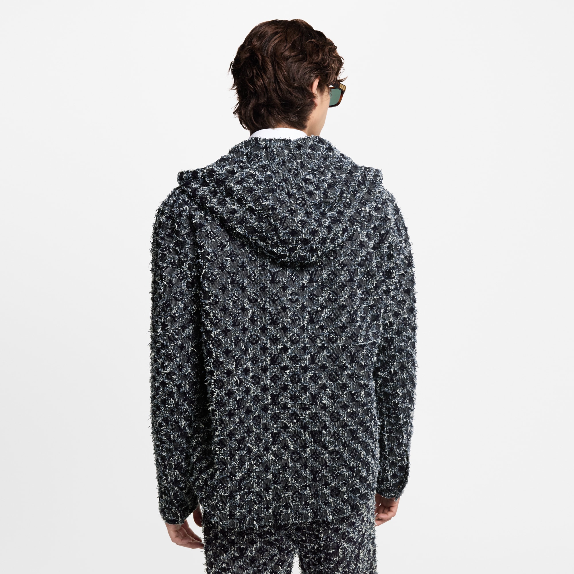 Flocked Monogram Denim Hoodie  in Men