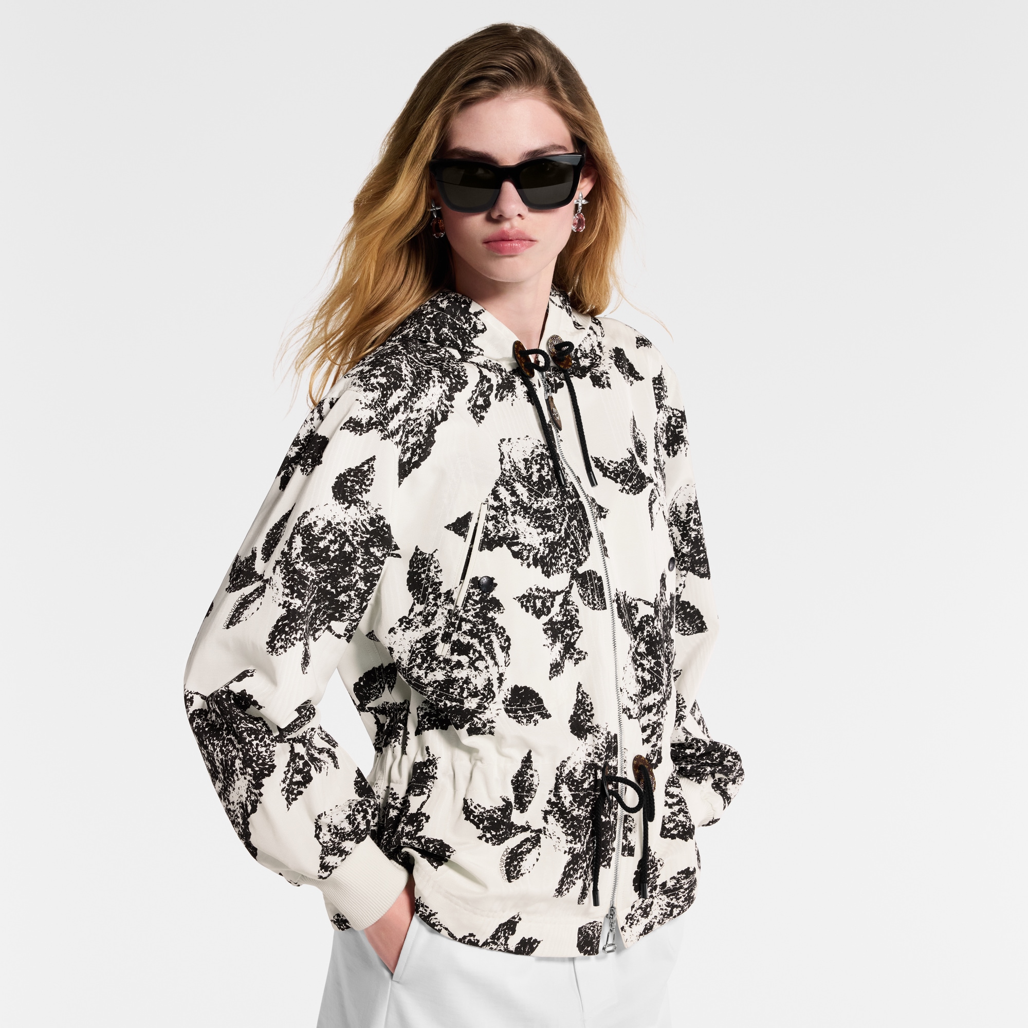 Floral Print Hooded Parka  in Women