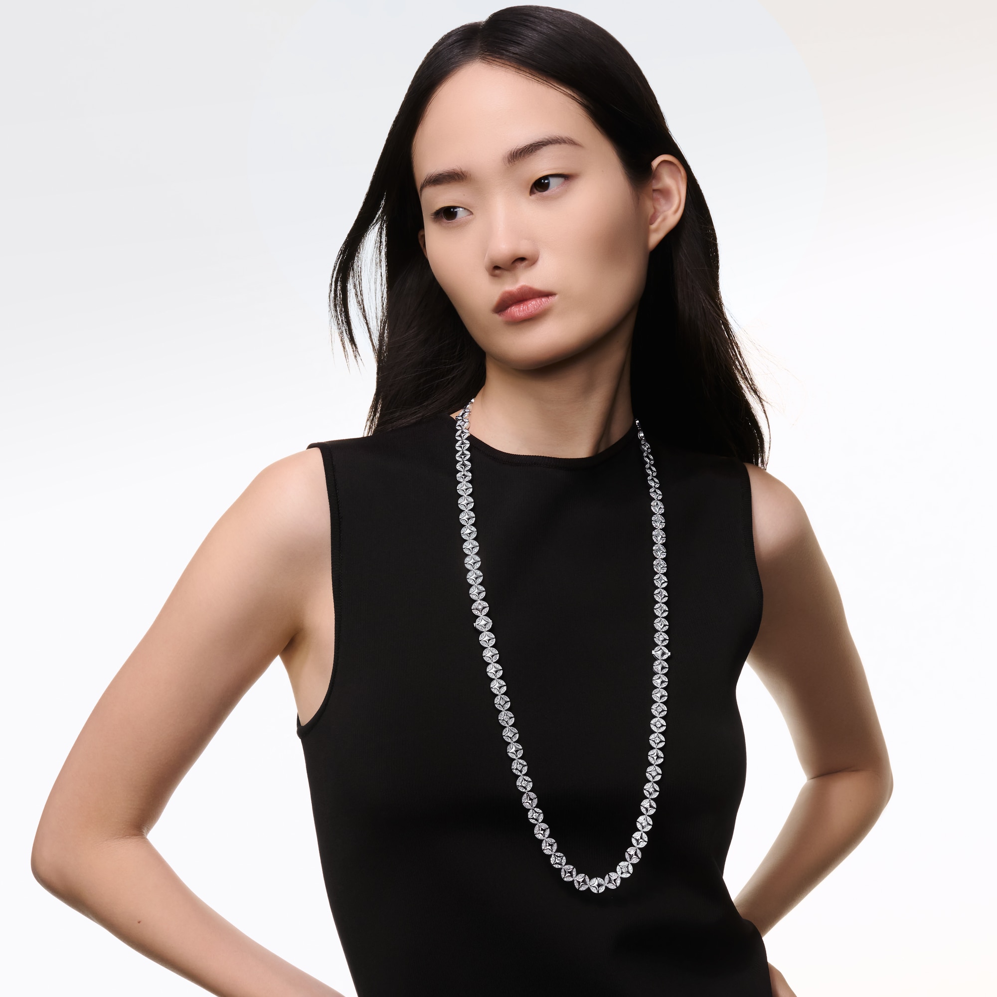 Galaxie Long Necklace, White Gold and Diamonds  in Les Extraordinaires