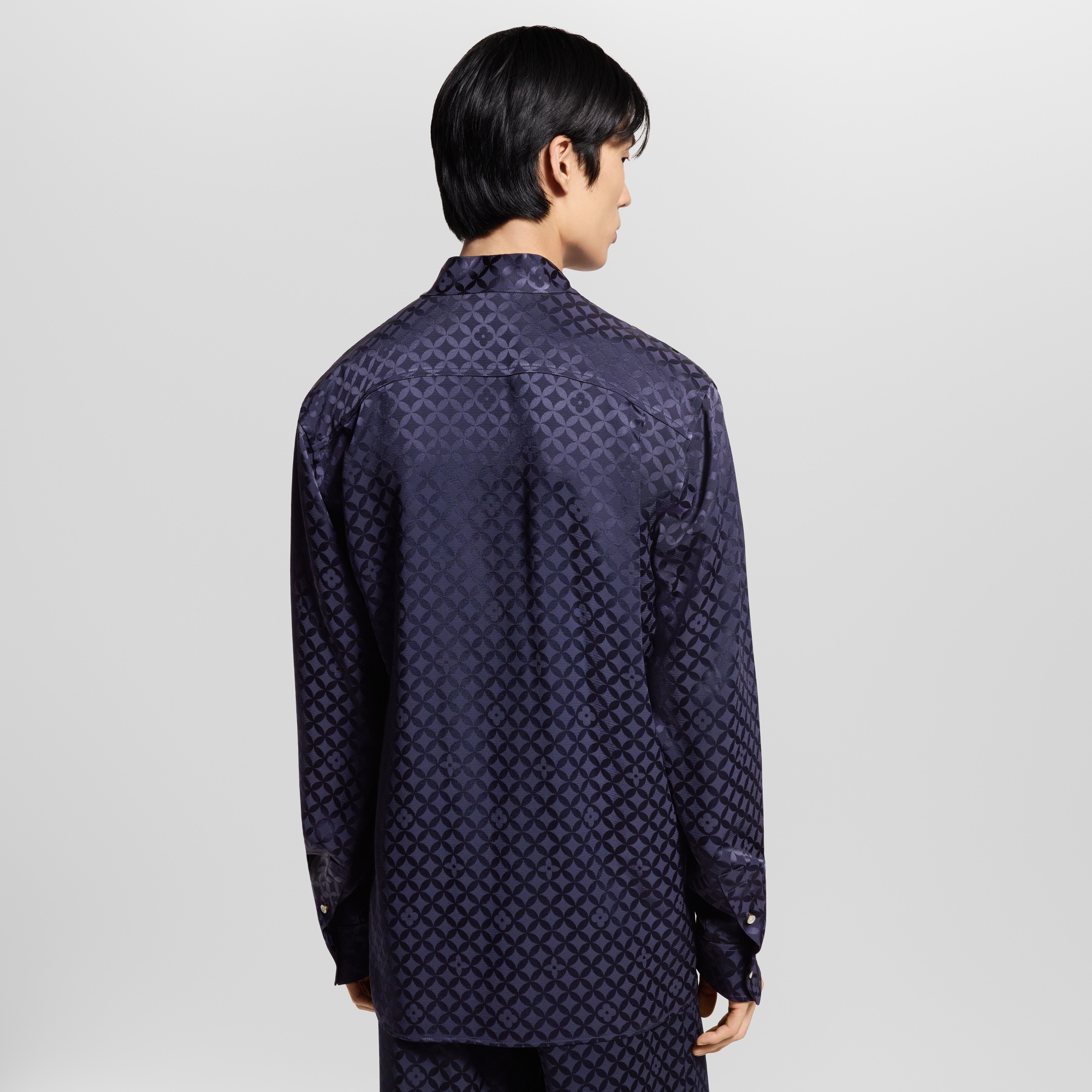 Graphic Jacquard Long-Sleeved Kimono Shirt  in Men