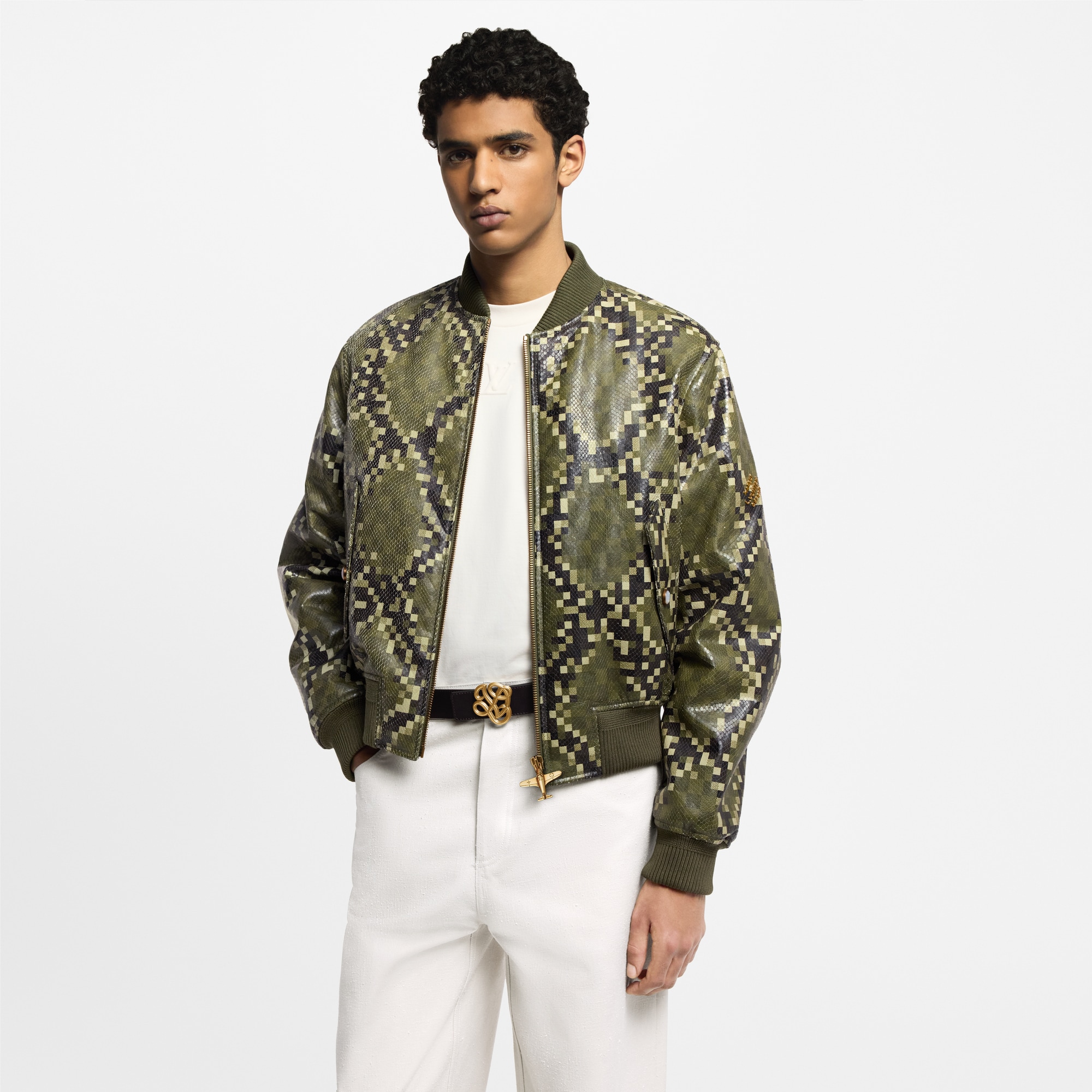 Graphic Leather Bomber  in Men