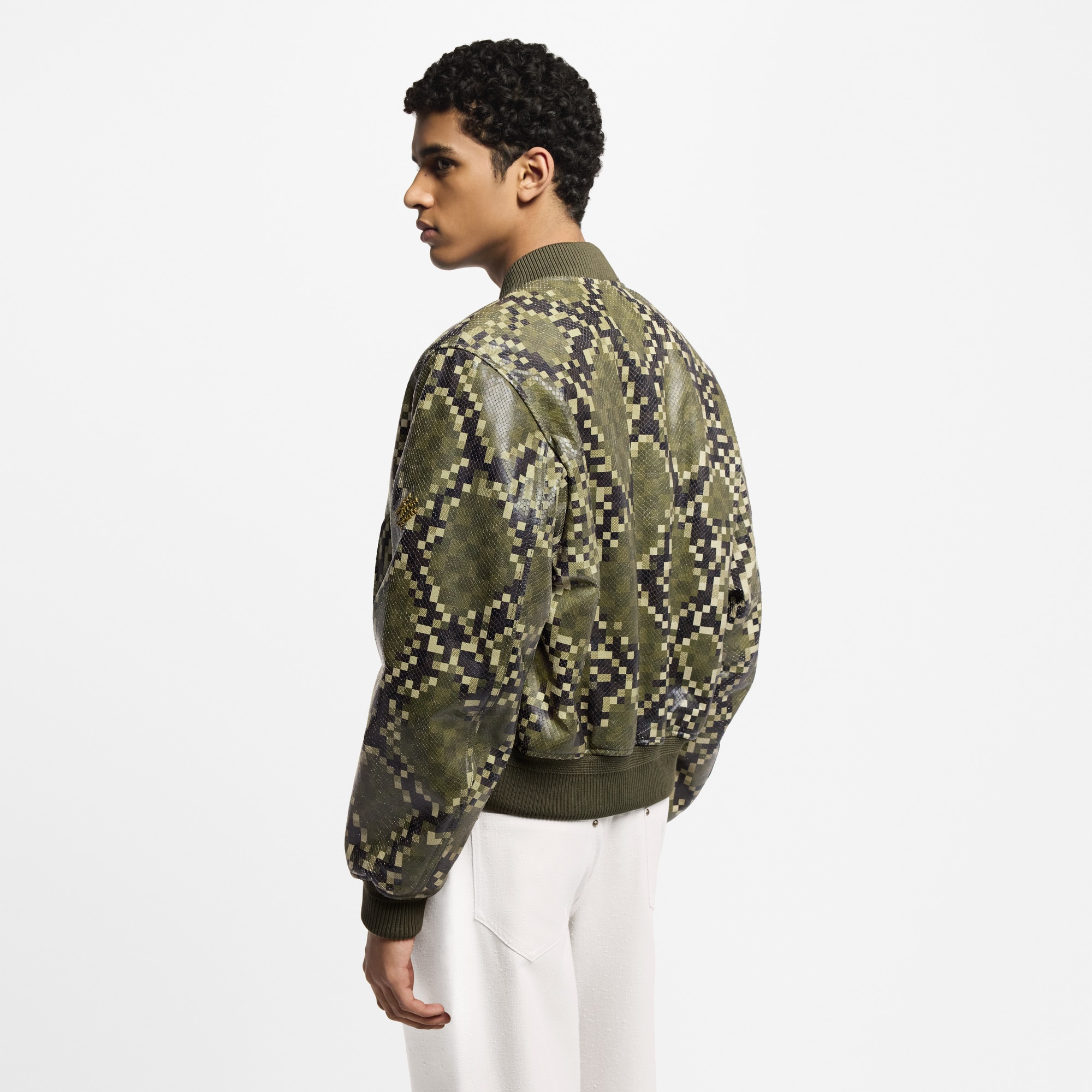 Graphic Leather Bomber  in Men