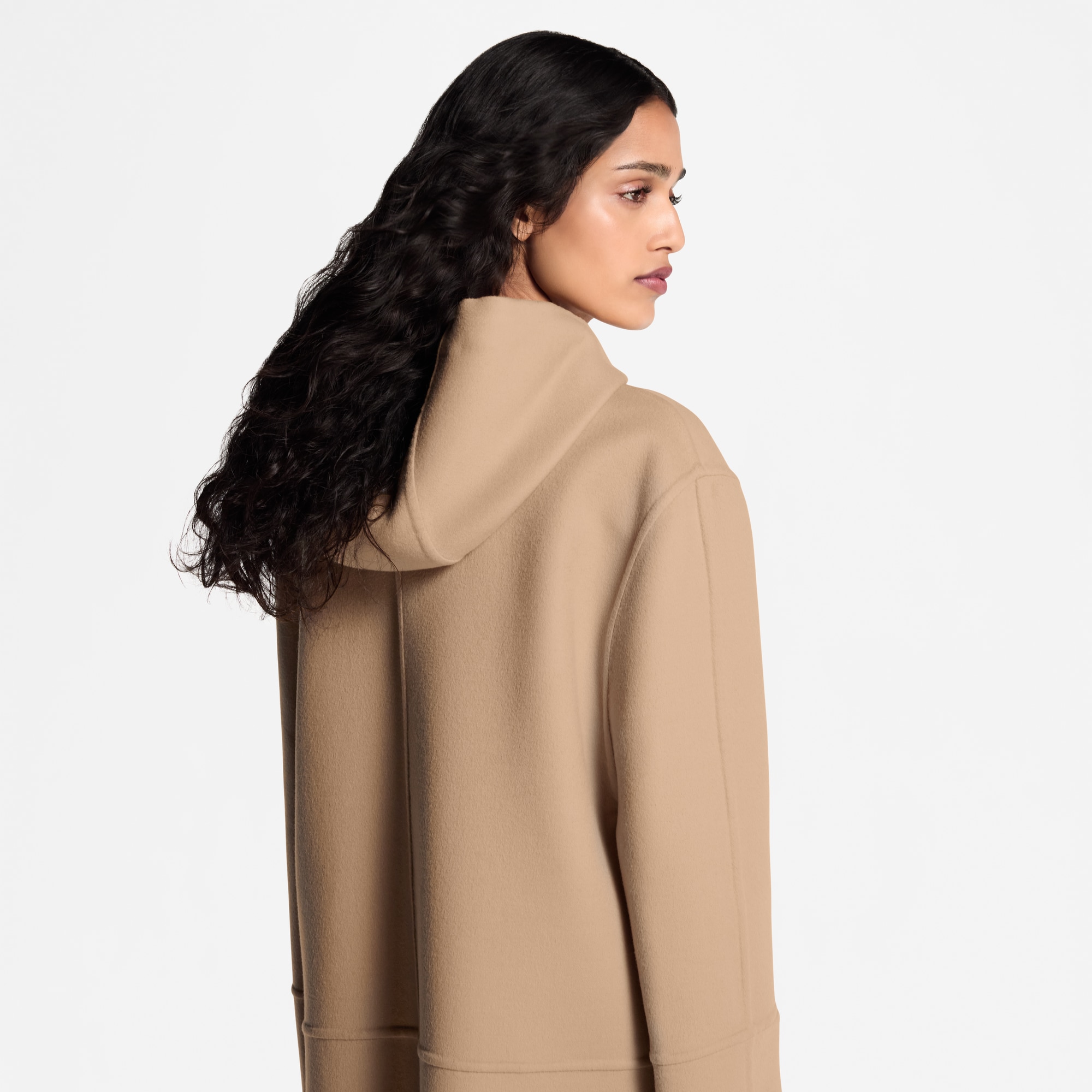 Hooded Double Face Zip-Up Coat  in Women