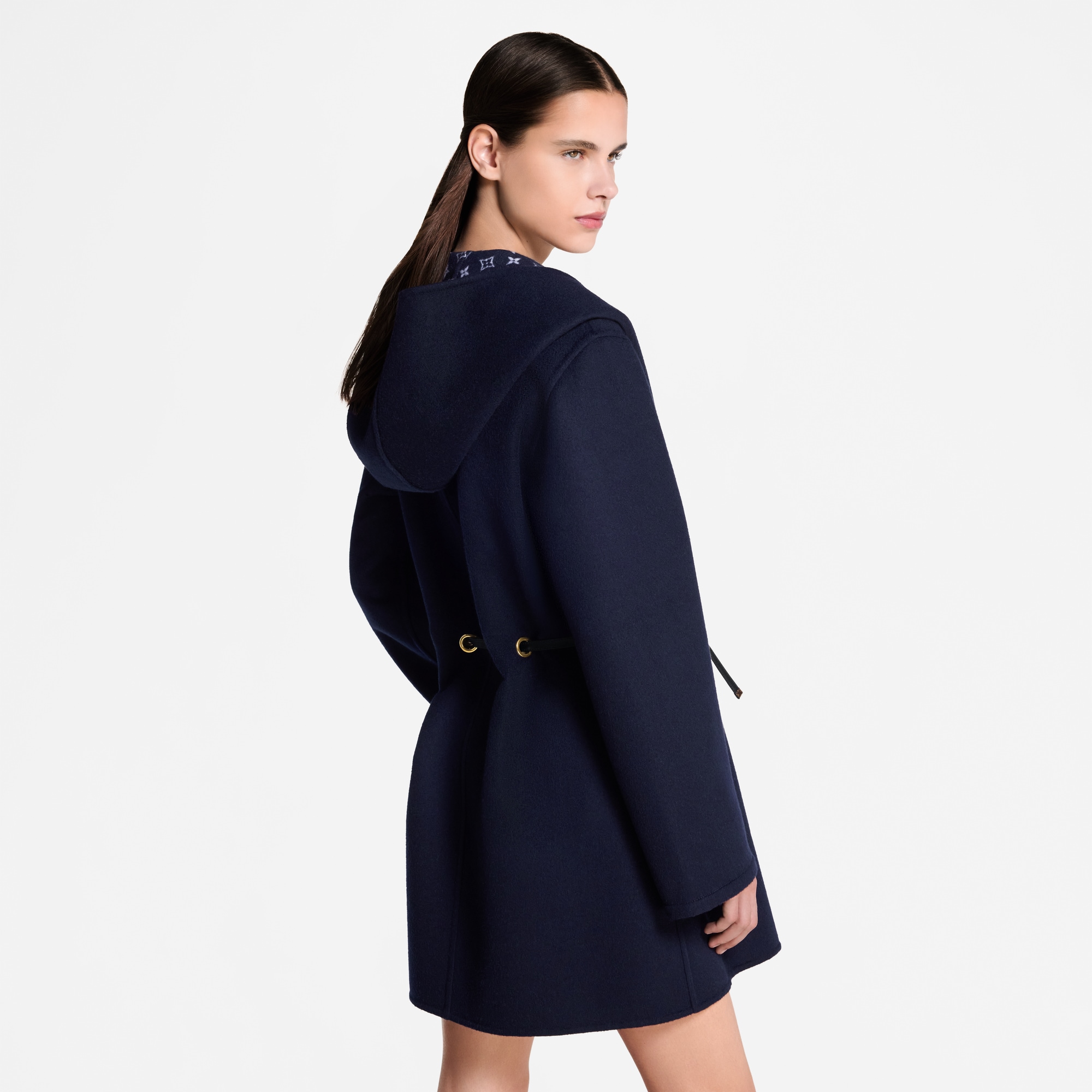 Hooded Drawstring Wrap Coat  in Women