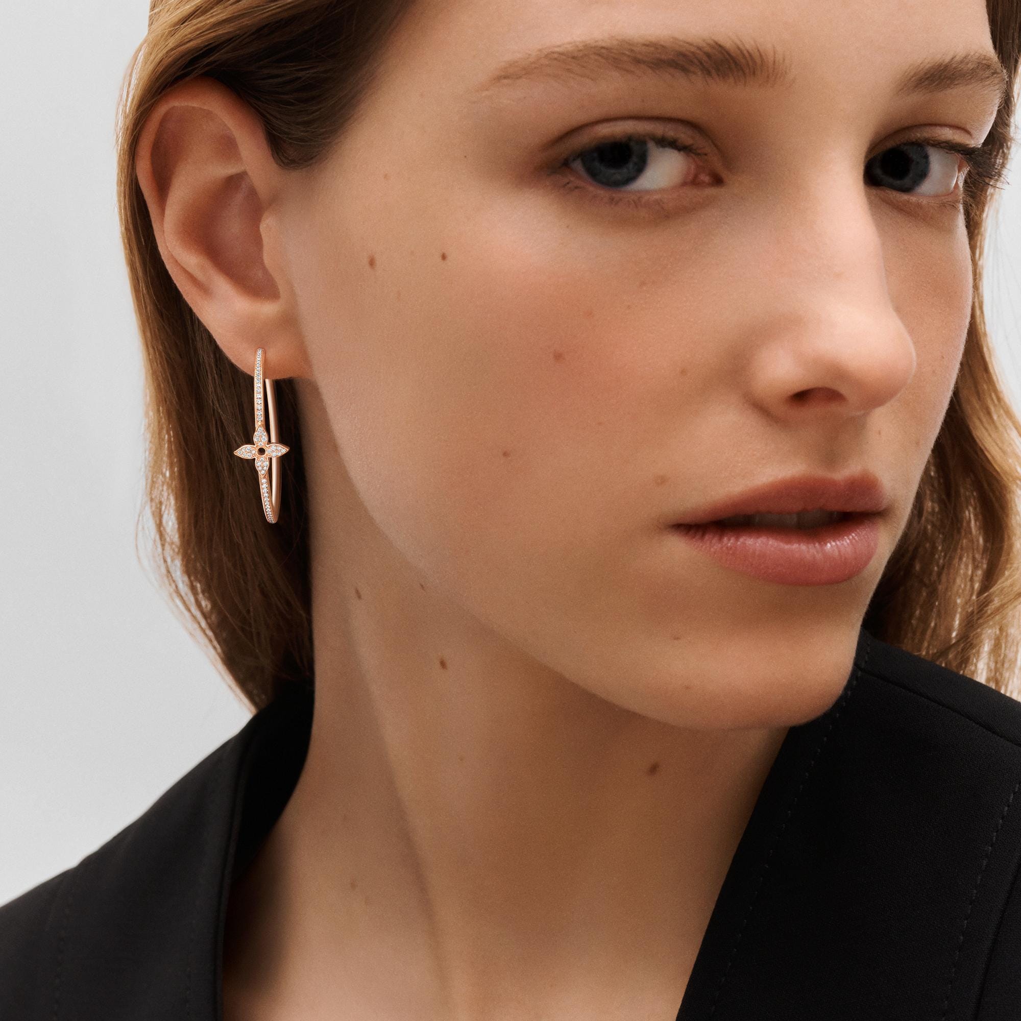 Idylle Blossom Hoops, Pink Gold And Diamonds  in Jewelry