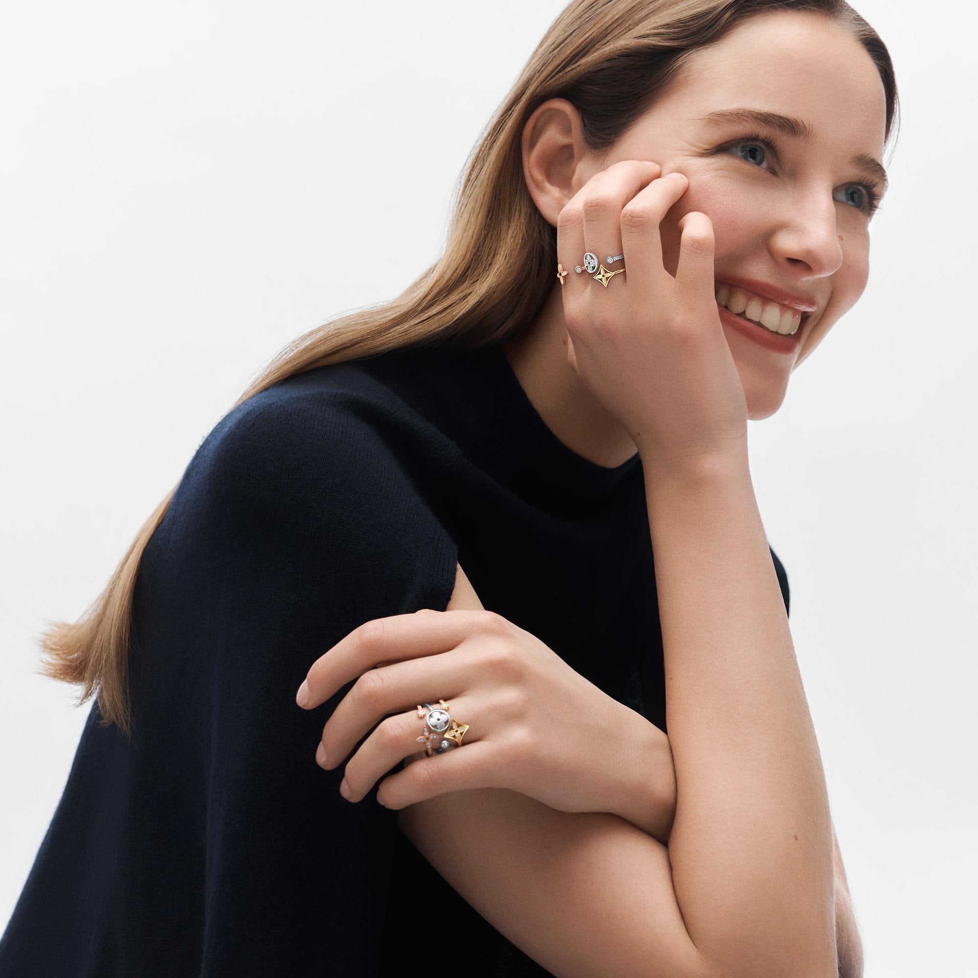 Idylle Blossom Paved Ring, 3 Golds And Diamonds  in Jewelry