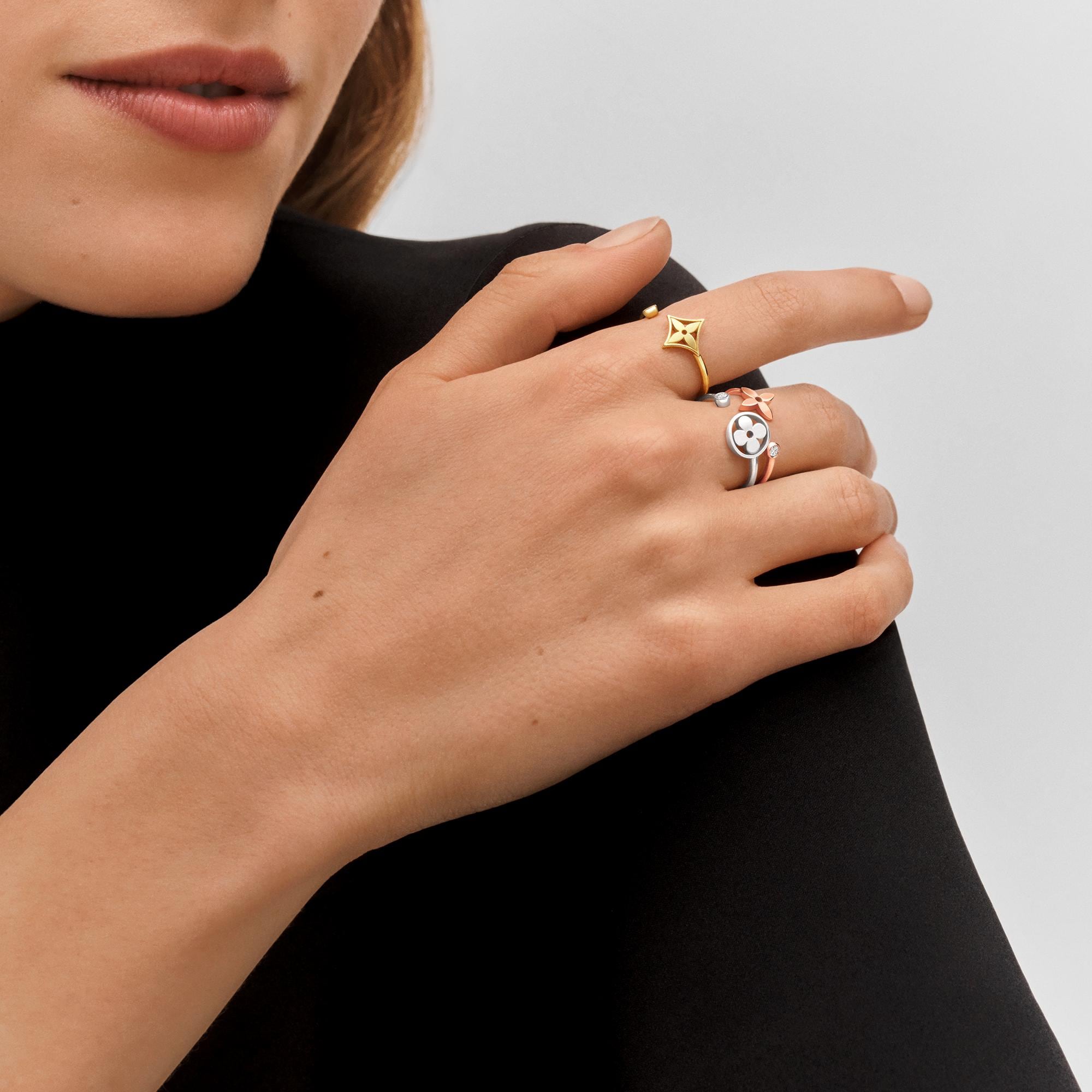 Idylle Blossom Ring, 3 Golds And Diamonds  in Jewelry