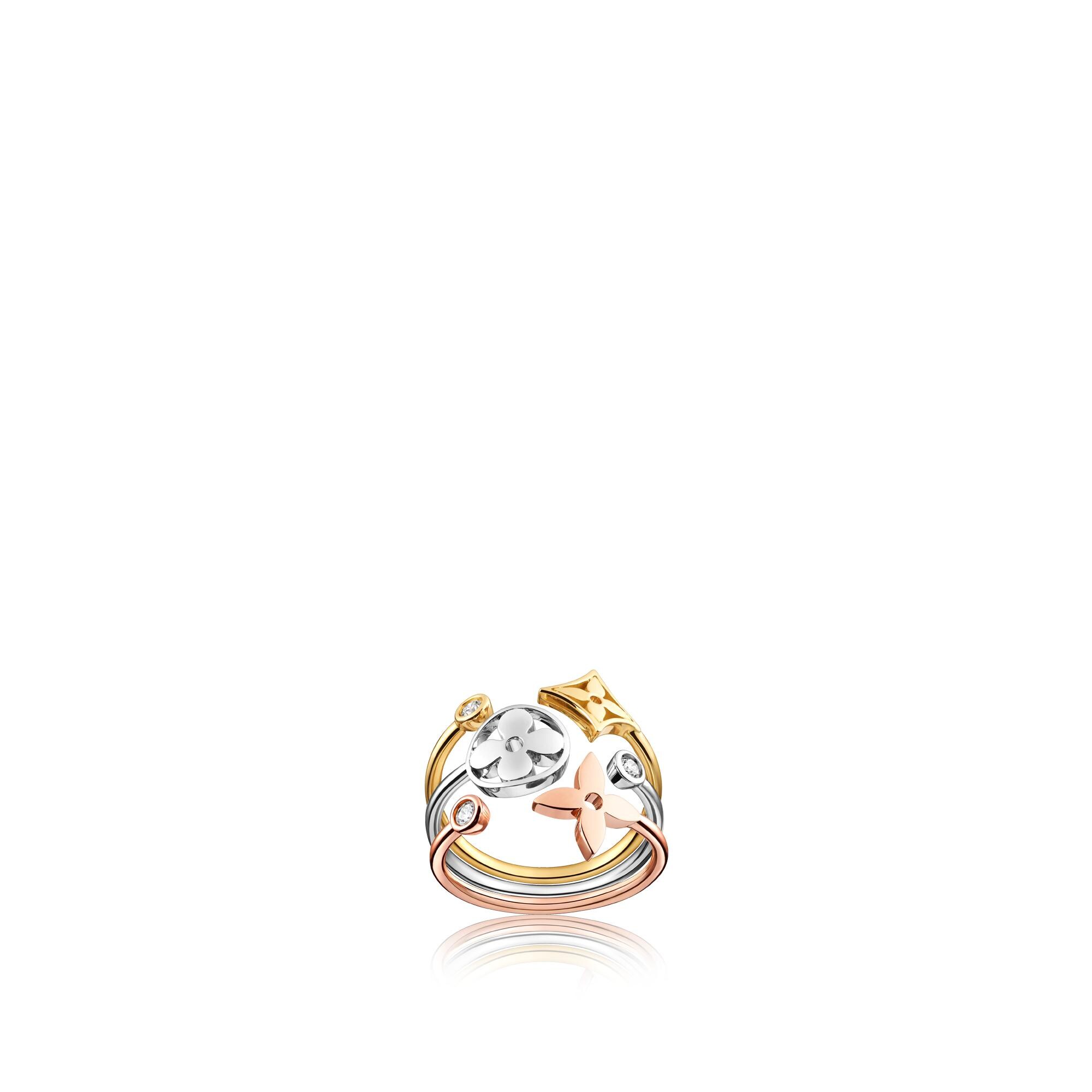 Idylle Blossom Ring, 3 Golds And Diamonds  in Jewelry