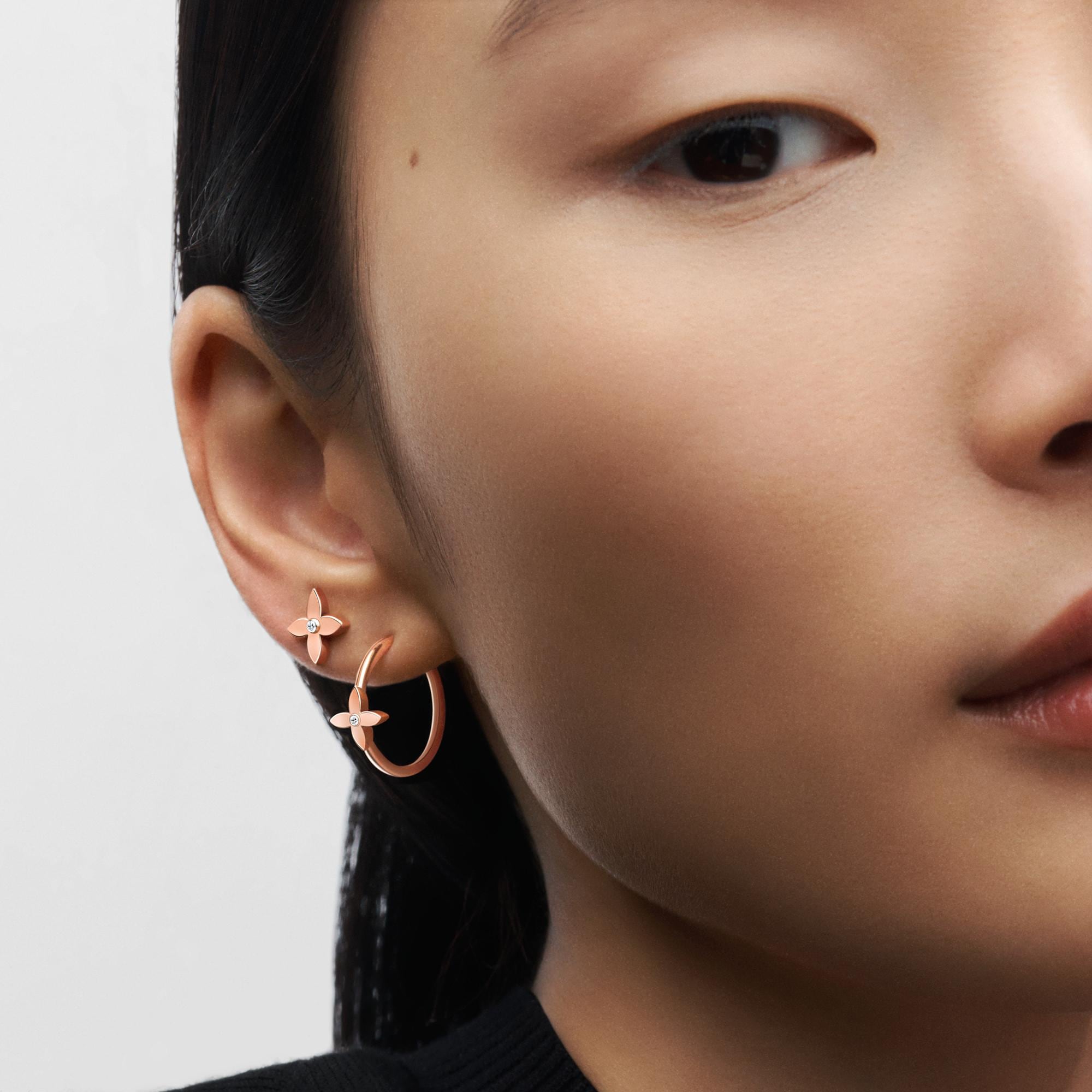 Idylle Blossom Small Hoop, Pink Gold And Diamond - Per Unit  in Jewelry