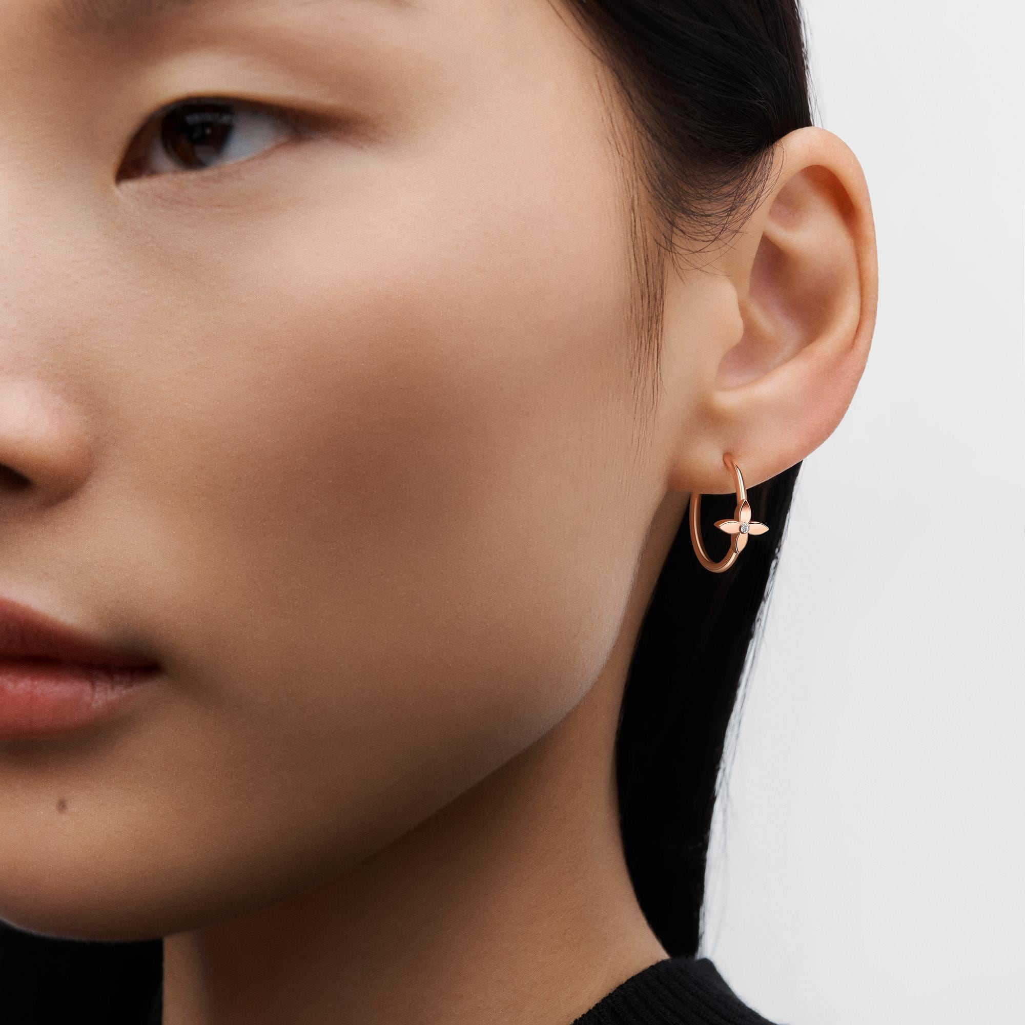 Idylle Blossom Small Hoop, Pink Gold And Diamond - Per Unit  in Jewelry