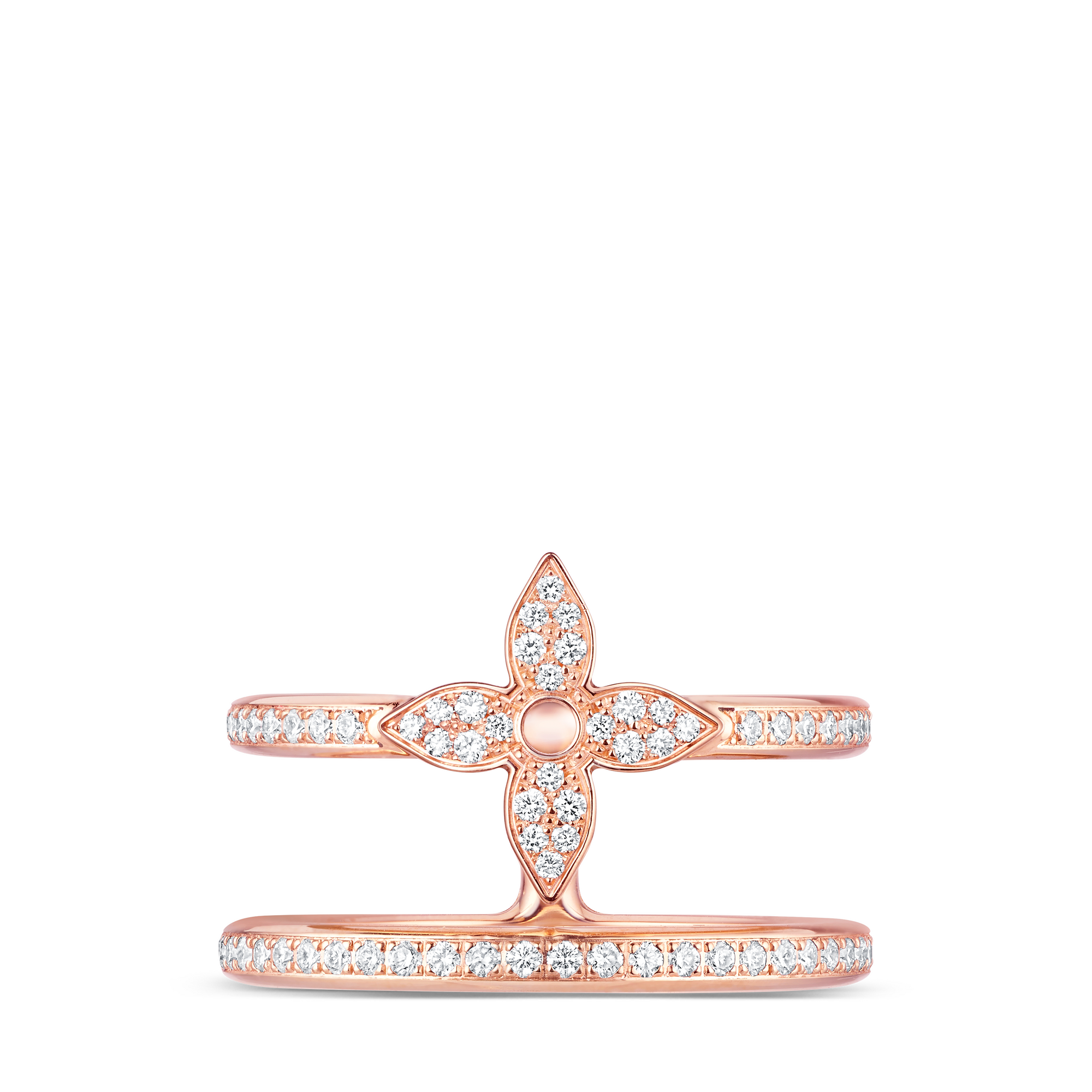 Idylle Blossom Two-Row Ring, Pink Gold And Diamonds  in Jewelry