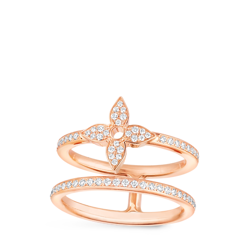 Idylle Blossom Two-Row Ring, Pink Gold And Diamonds in Jewelry's Categories All Fine Jewelry collections by Louis Vuitton (Product zoom)