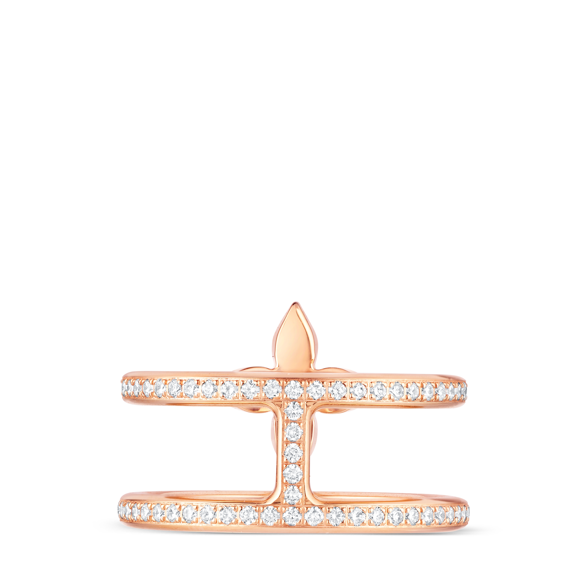 Idylle Blossom Two-Row Ring, Pink Gold And Diamonds  in Jewelry