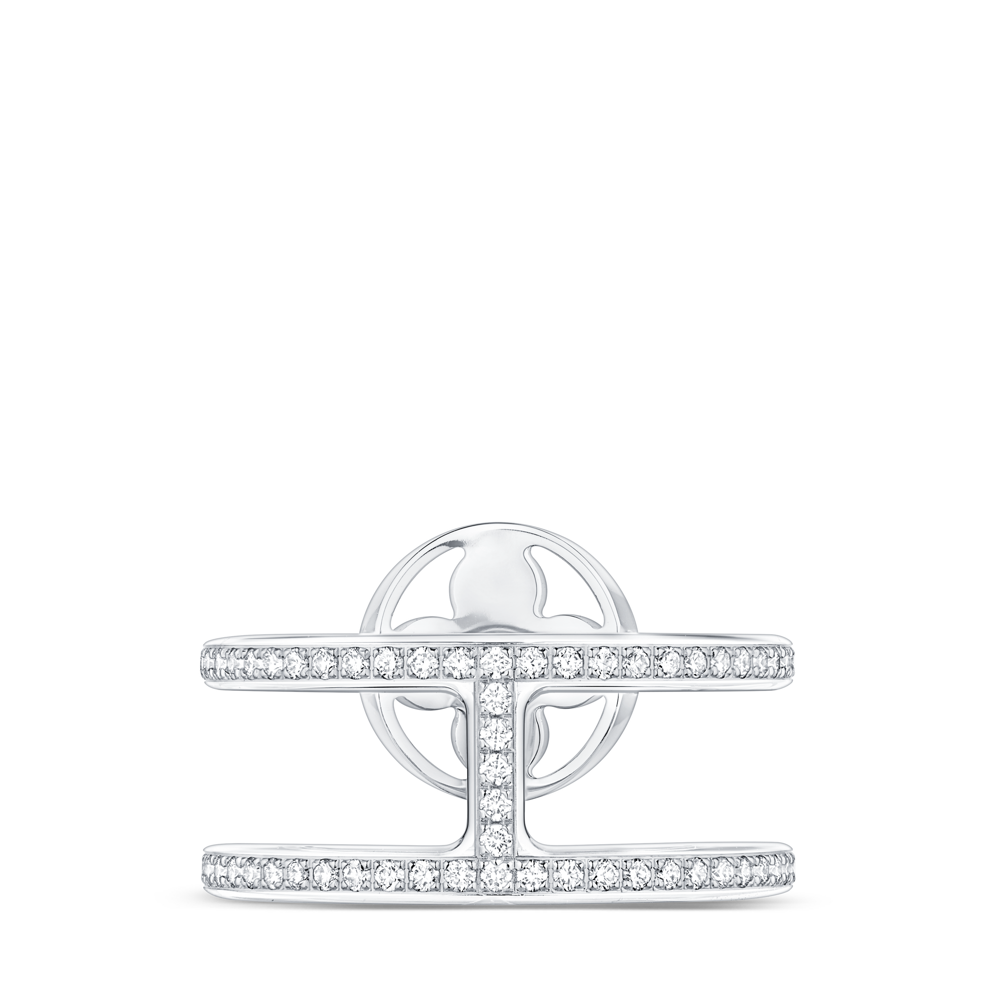 Idylle Blossom Two-Row Ring, White Gold And Diamonds  in Jewelry