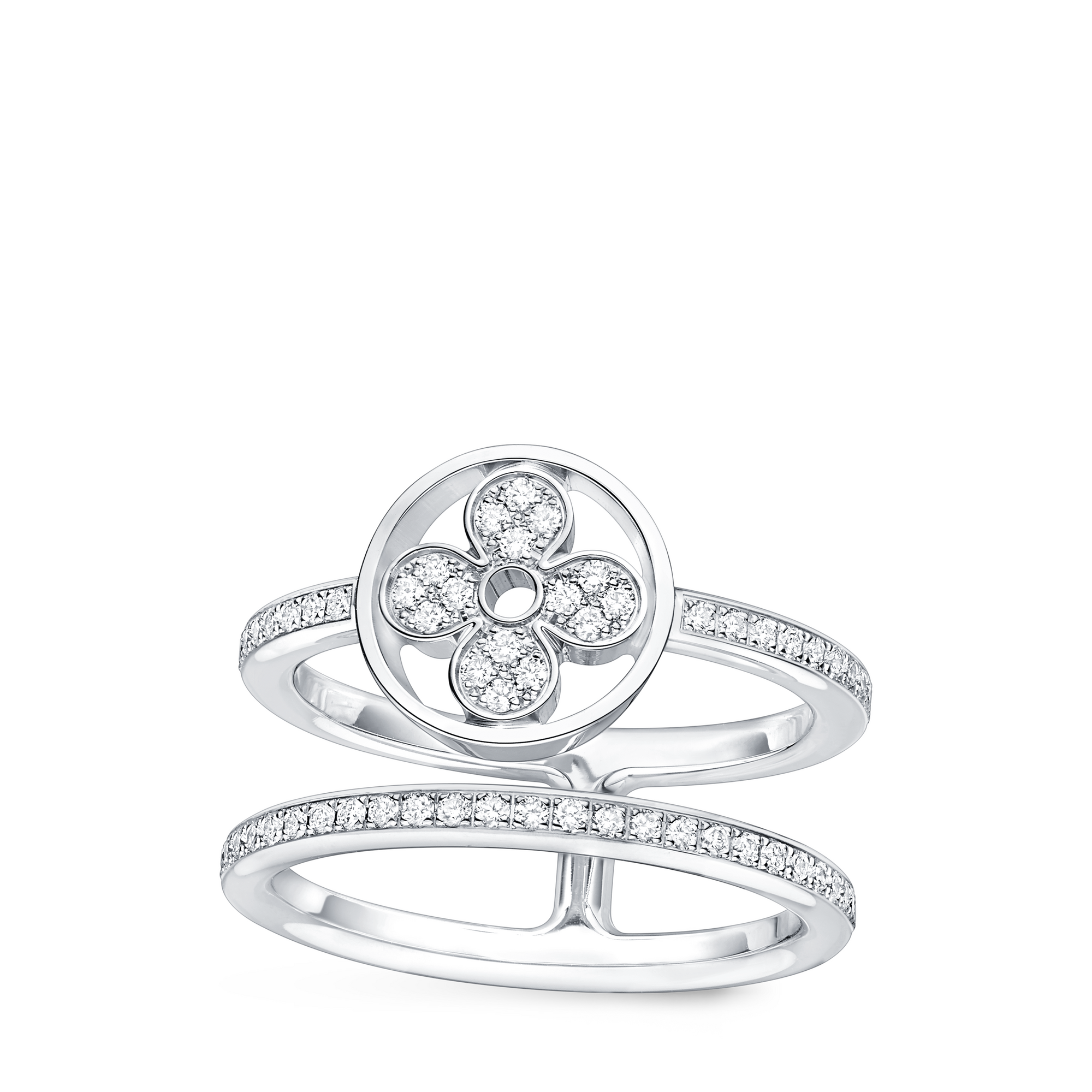 Idylle Blossom Two-Row Ring, White Gold And Diamonds  in Jewelry