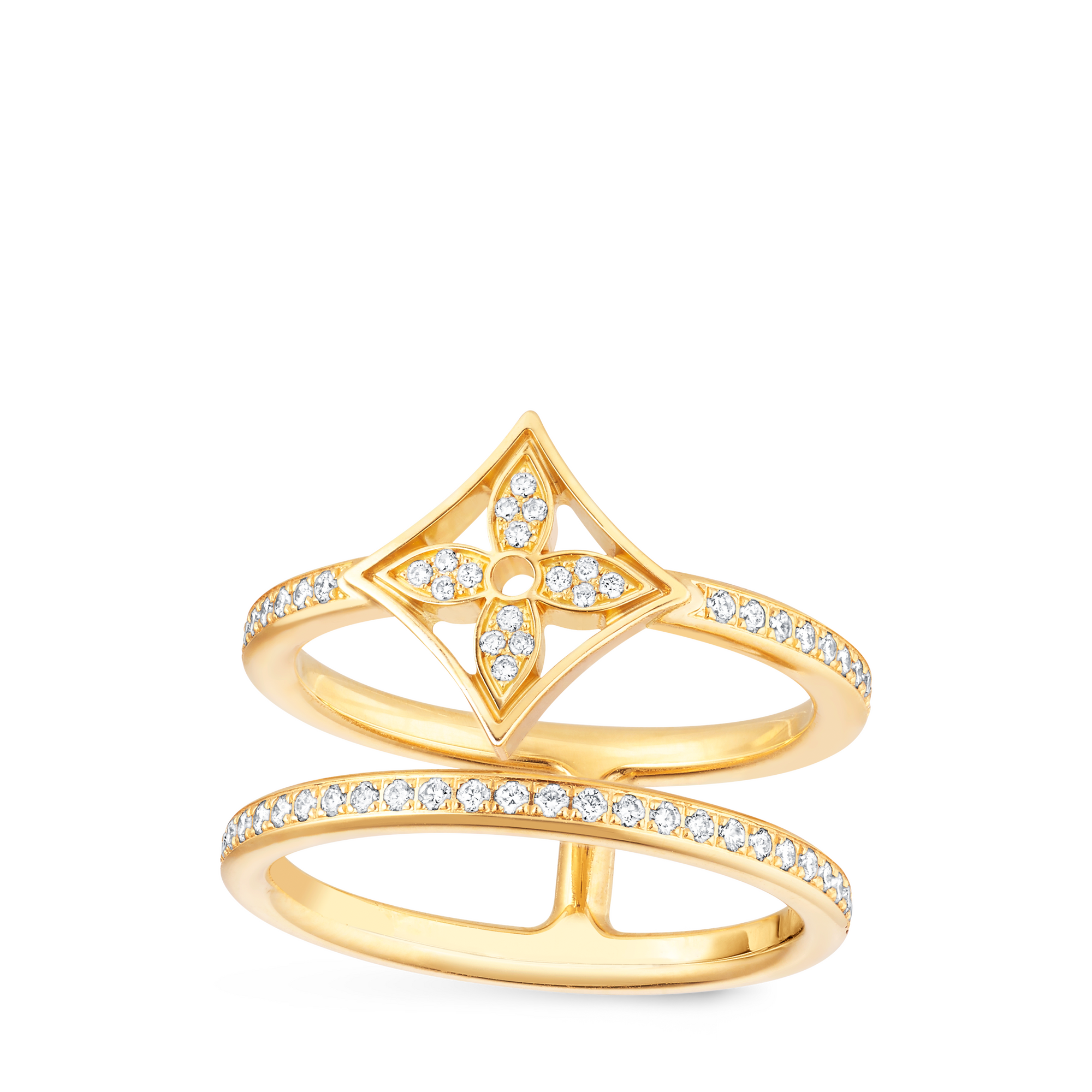 Idylle Blossom Two-Row Ring, Yellow Gold And Diamonds  in Jewelry