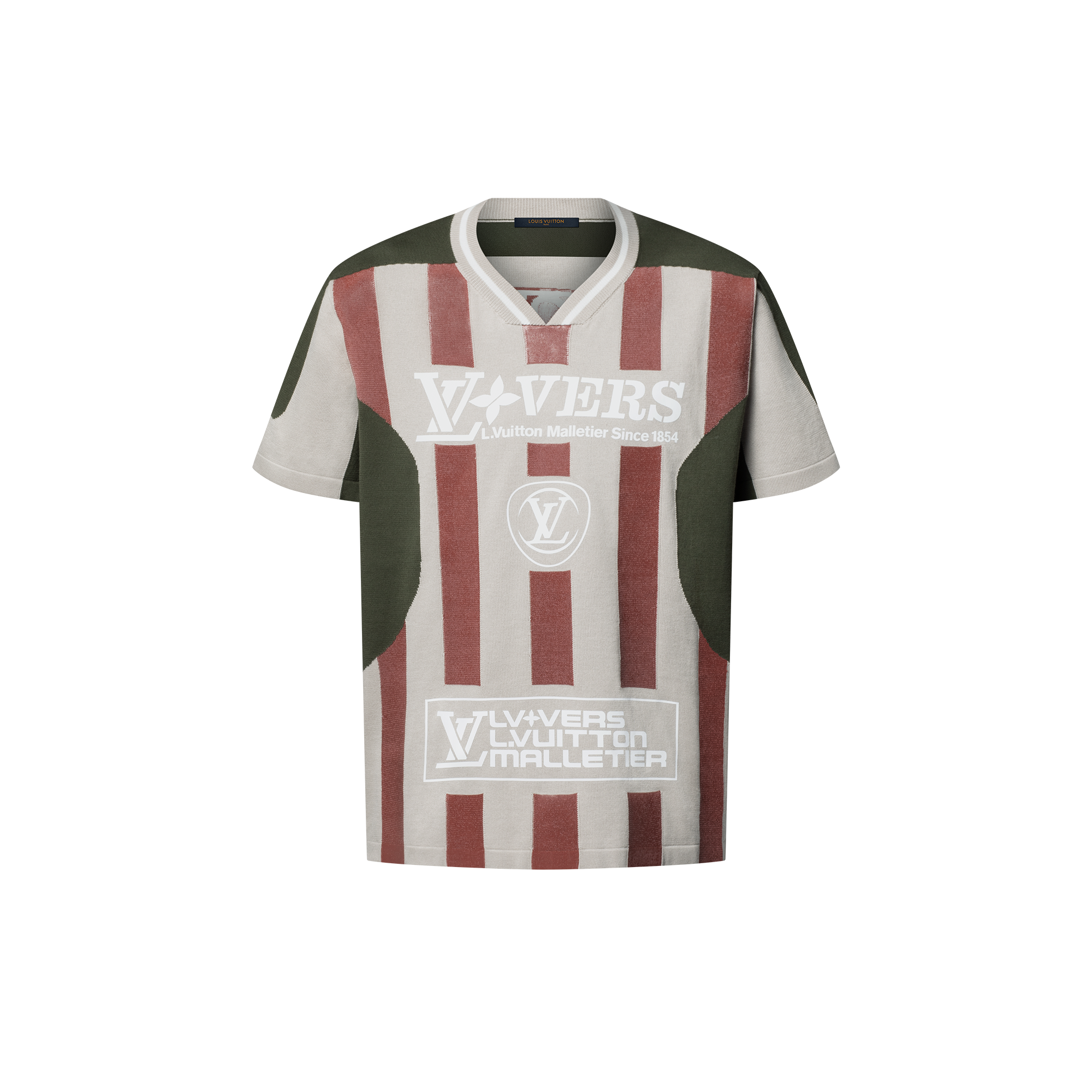 Intarsia Short-Sleeved V-Neck Top  in Men