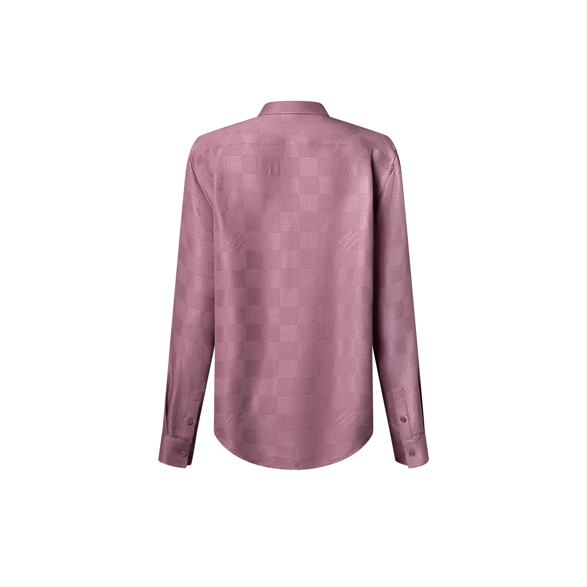 Jacquard Damier Long-Sleeved Silk Shirt  in Men