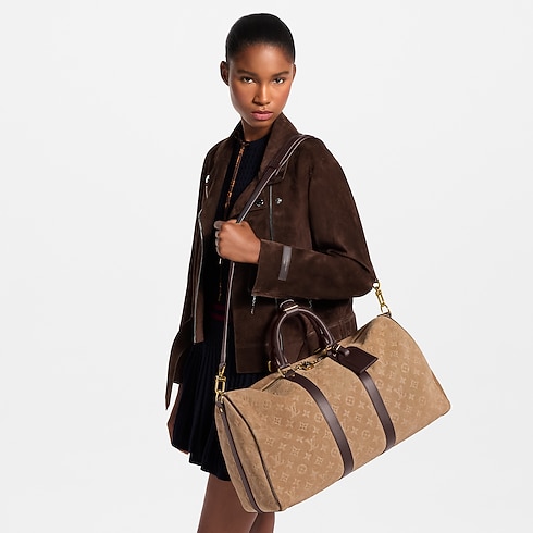 Keepall Bandoulière 45 Monogram Suede in Trunks, Travel and Home's Travel Bags and Rolling Luggage Travel Bags collections by Louis Vuitton (Product zoom)