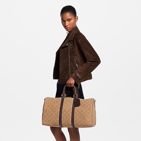 Keepall Bandoulière 45 Monogram Suede in Trunks, Travel and Home's Travel Bags and Rolling Luggage Travel Bags collections by Louis Vuitton (Product zoom)