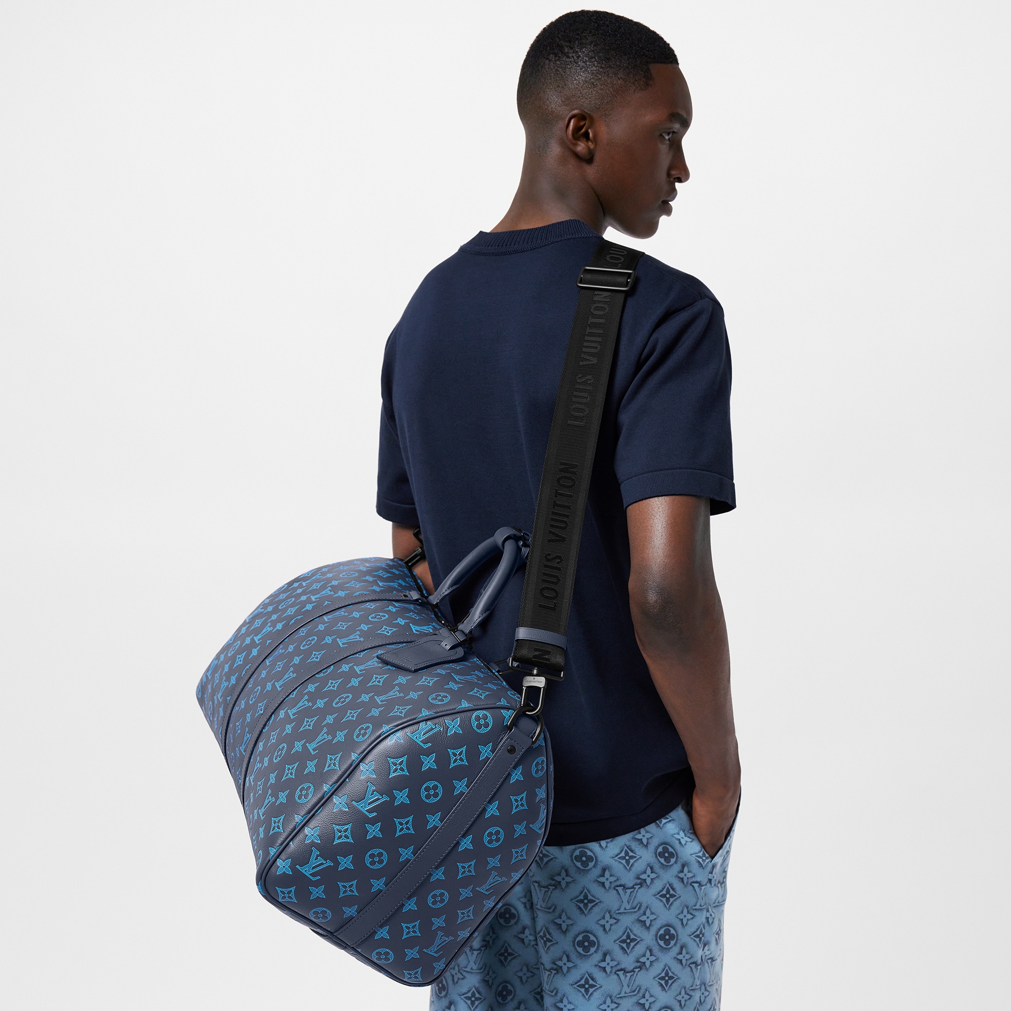 Keepall Bandoulière 50  Monogram Shadow Leather in Men