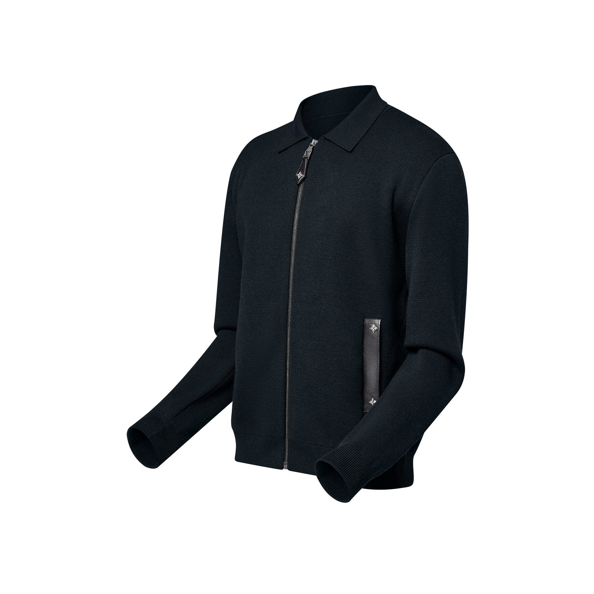 Knit Blouson With Leather Details  in Men