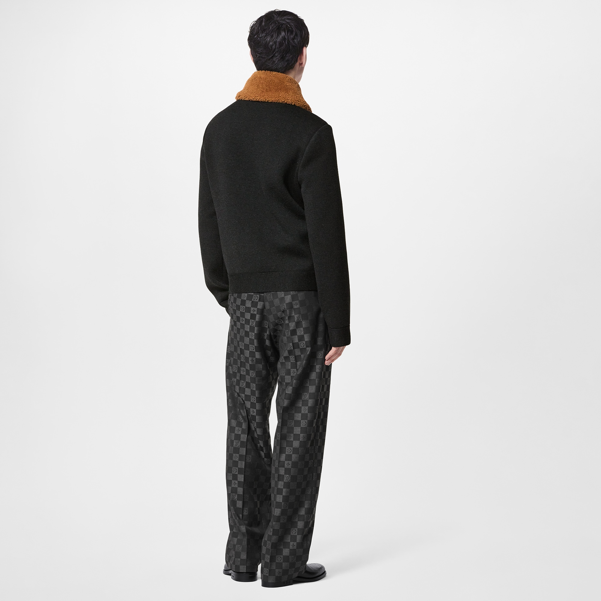 Knit Blouson With Shearling Collar  in Men