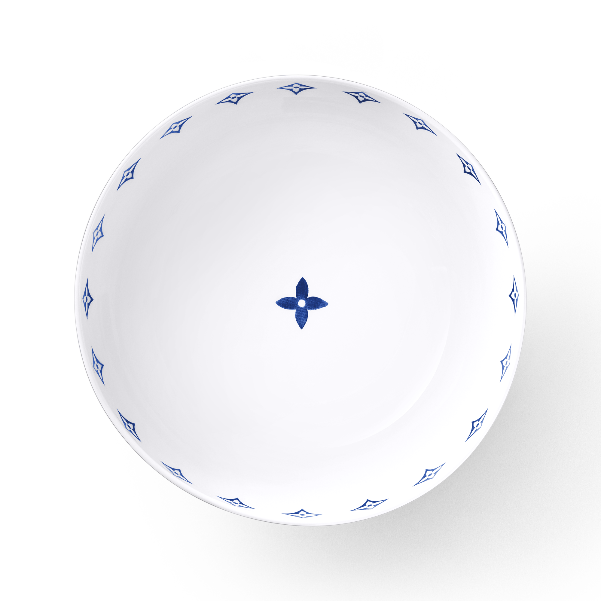 Large Bowl Monogram Flower Tile  in Trunks, Travel and Home