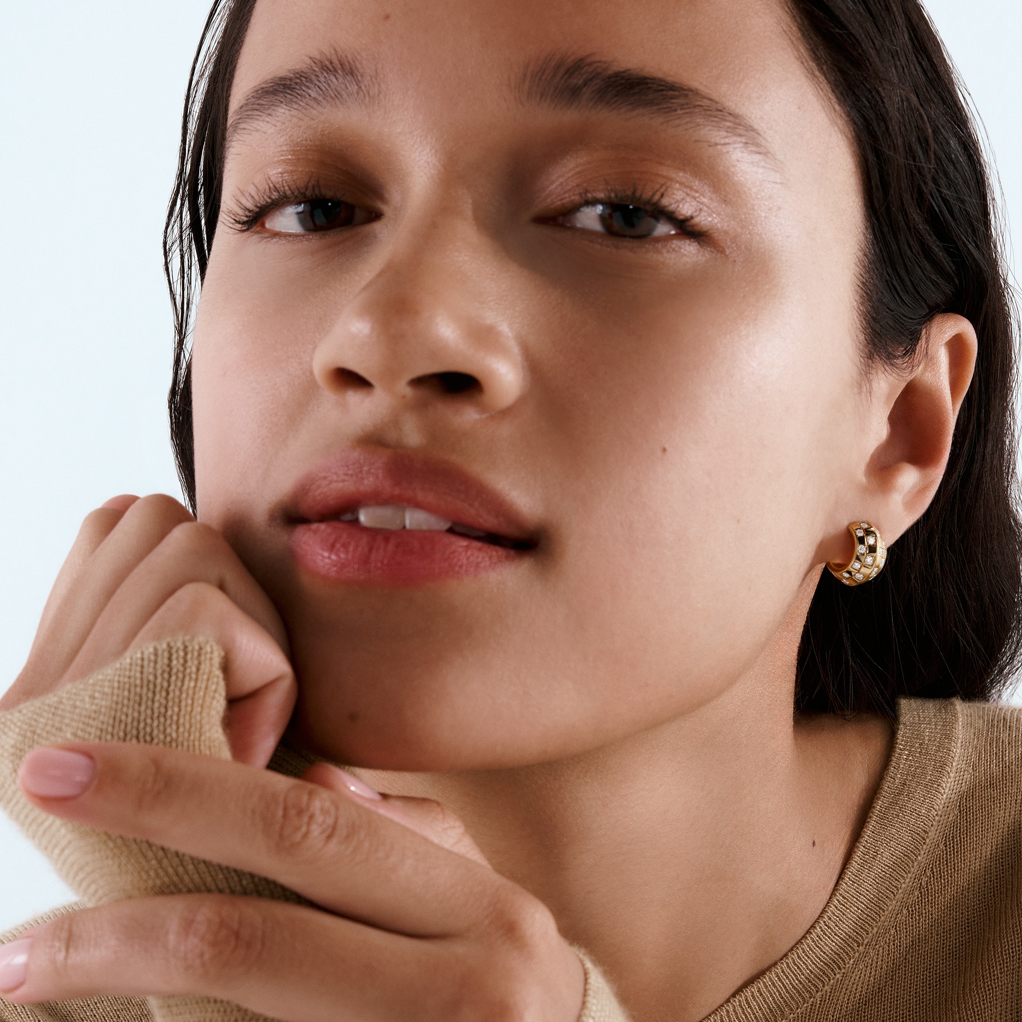 Le Damier de Louis Vuitton Double Hoops, Yellow Gold and Diamonds  in Jewelry