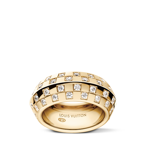 Le Damier de Louis Vuitton Double Ring, Yellow Gold and Diamonds in Jewelry's Categories Rings collections by Louis Vuitton (Product zoom)