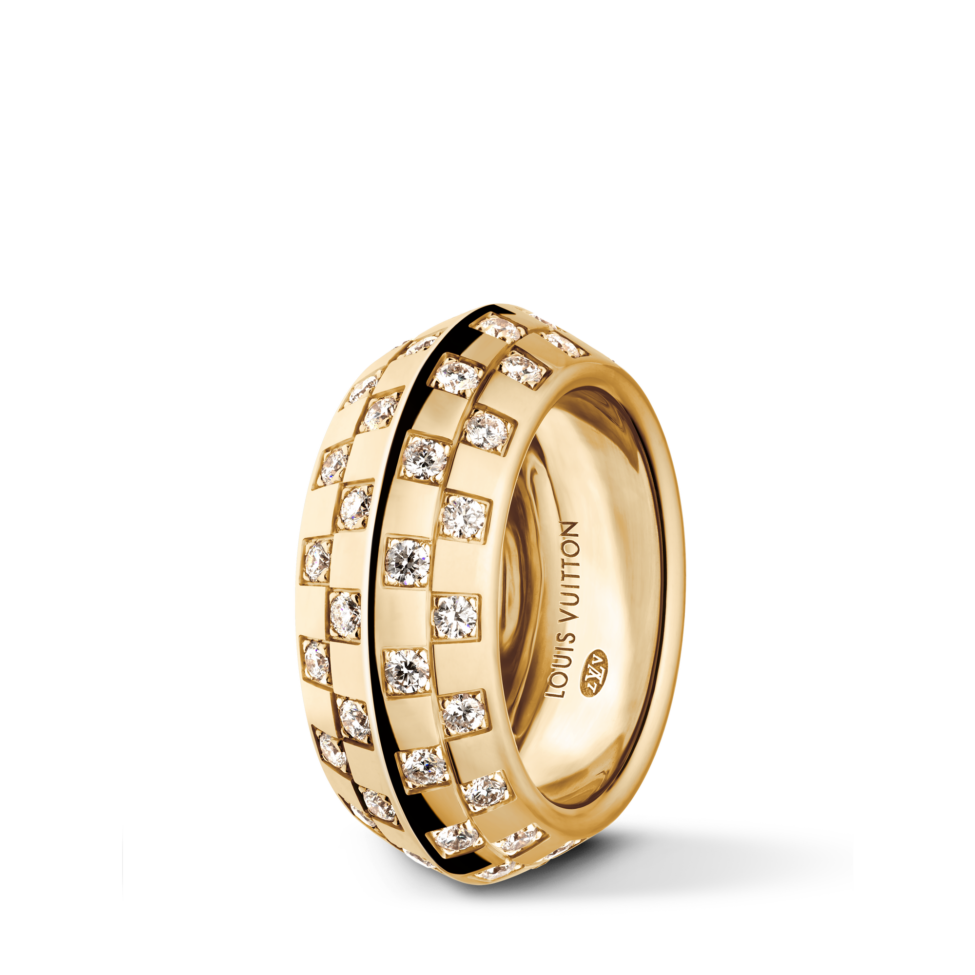 Le Damier de Louis Vuitton Double Ring, Yellow Gold and Diamonds  in Jewelry