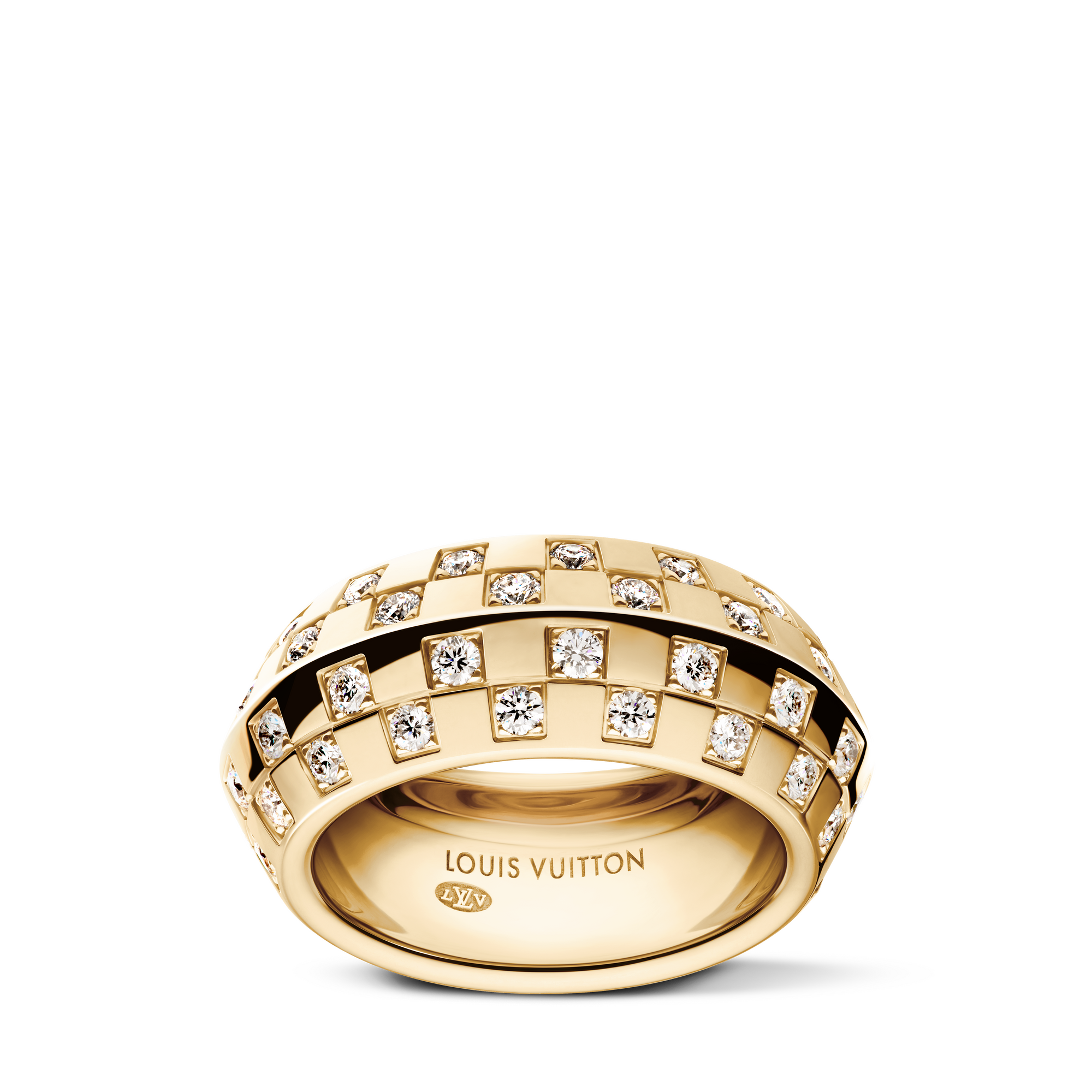 Le Damier de Louis Vuitton Double Ring, Yellow Gold and Diamonds  in Jewelry