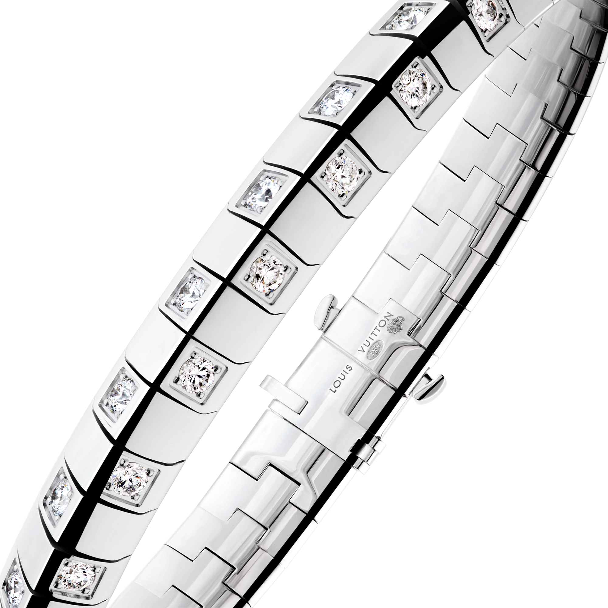 Le Damier de Louis Vuitton Large Bracelet, White Gold and Diamonds  in Jewelry